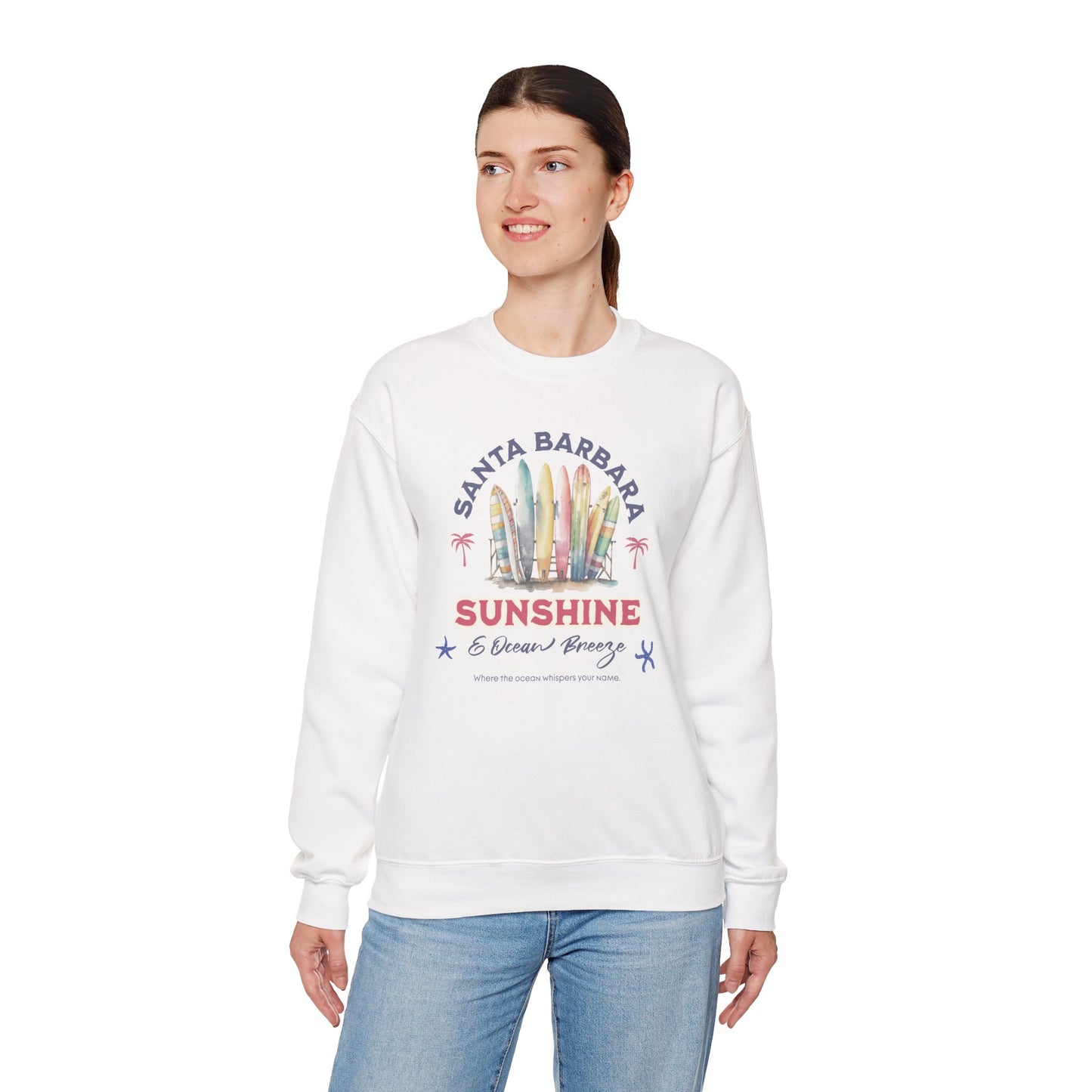 Sunshine Ocean Breeze Santa Barbara Unisex Crewneck Sweatshirt Pullover, Beach Vibes