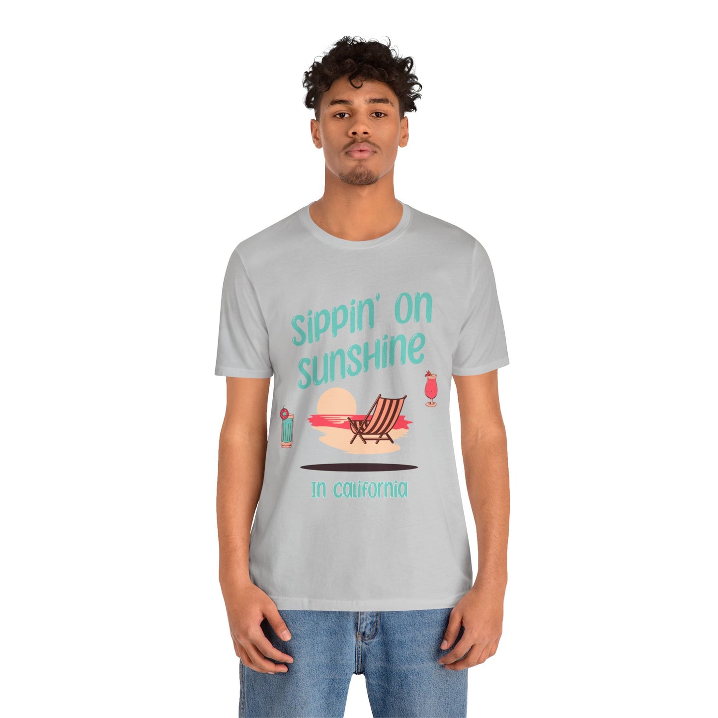 Sippon on Sunshine Cotton Unisex Jersey T-Shirt, Summer Beach Vibes Graphic T-Shirt