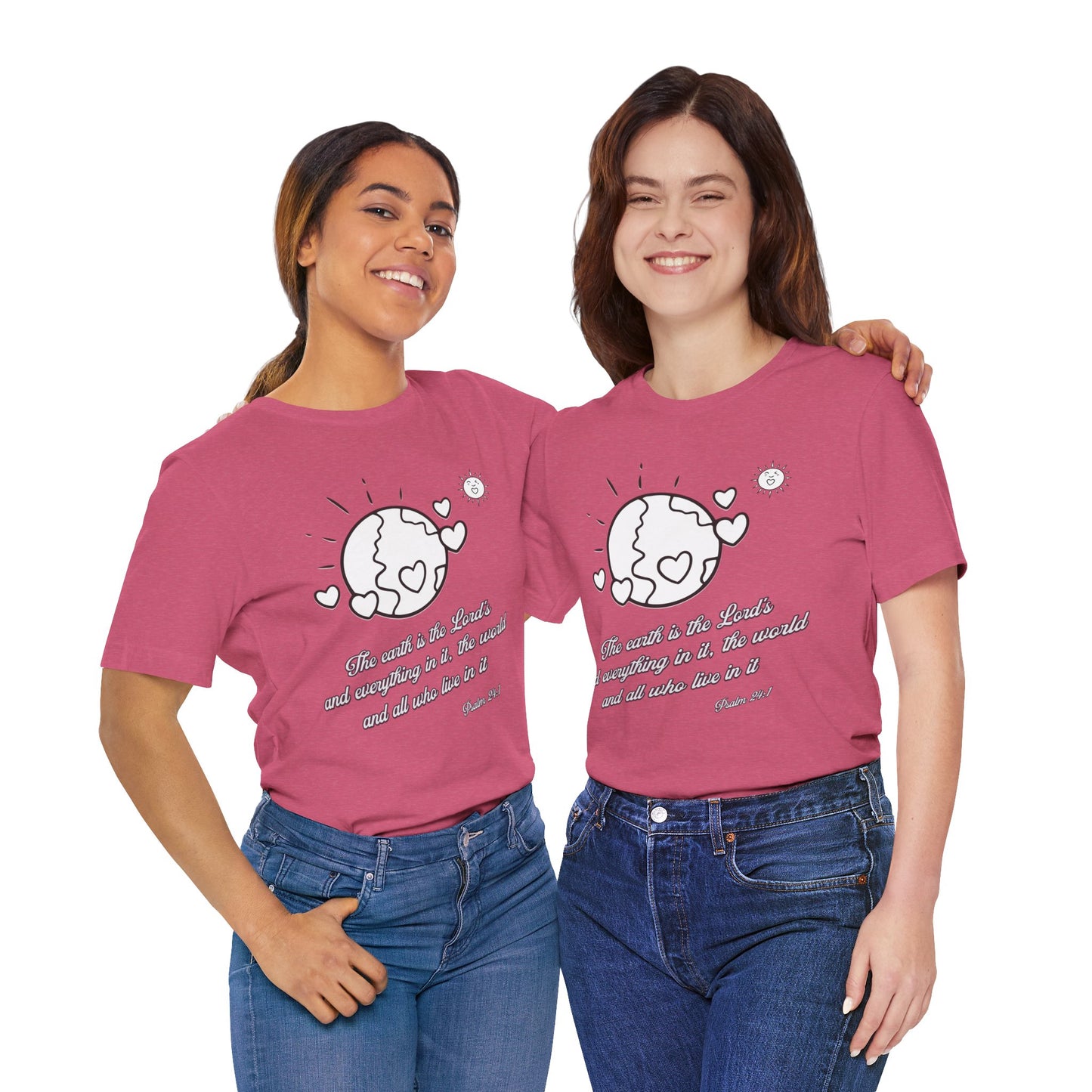 The Earth is the Lord's Cotton Unisex Jersey T-Shirt Scripture Based Christian Gift
