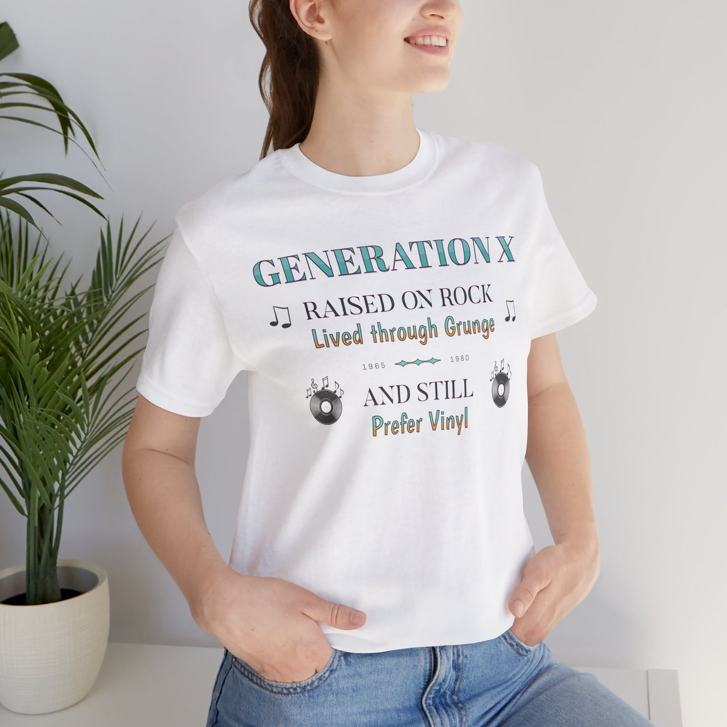 Generation X Raised on Rock Cotton Unisex Jersey T-Shirt, Music Vinyl Lover, Retro Top, Vintage Graphic Tee