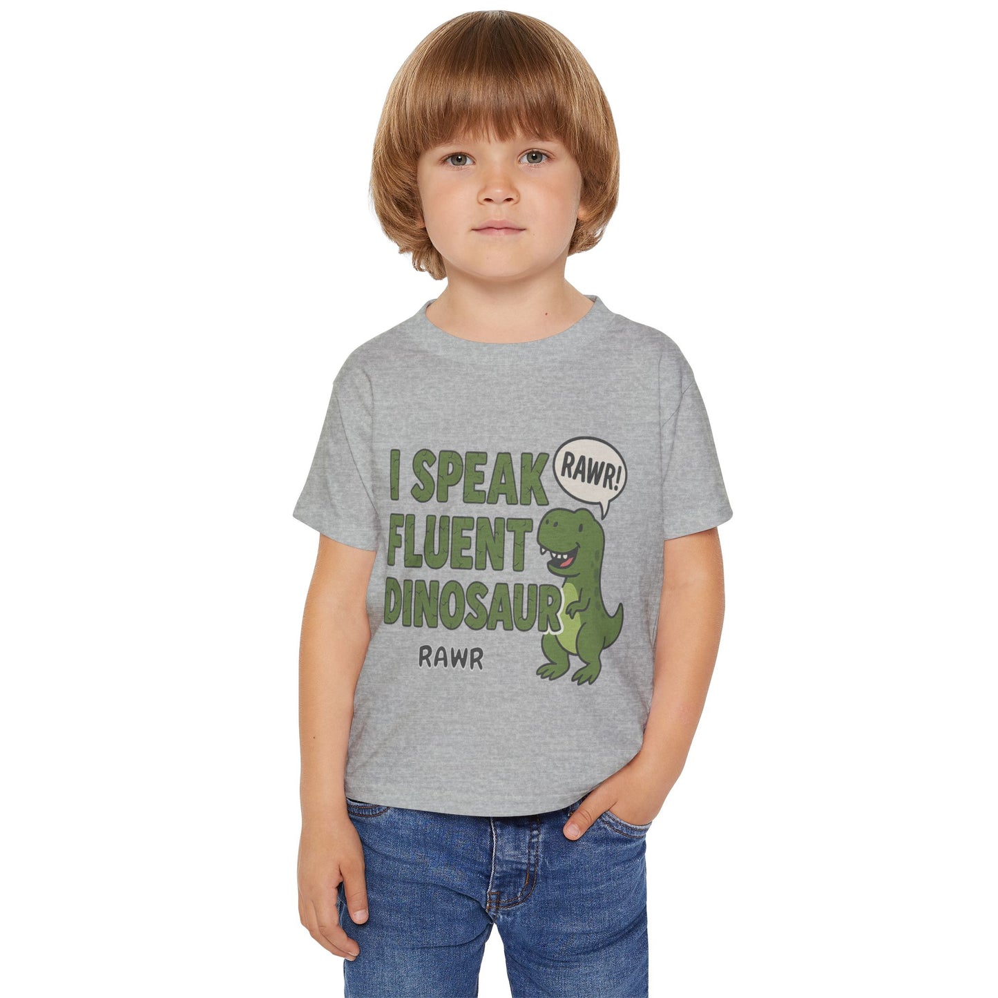 I Speak Fluent Dinosaur Graphic Cotton Toddler T-shirt, Cute Kids Outfit Playful Summer Tee