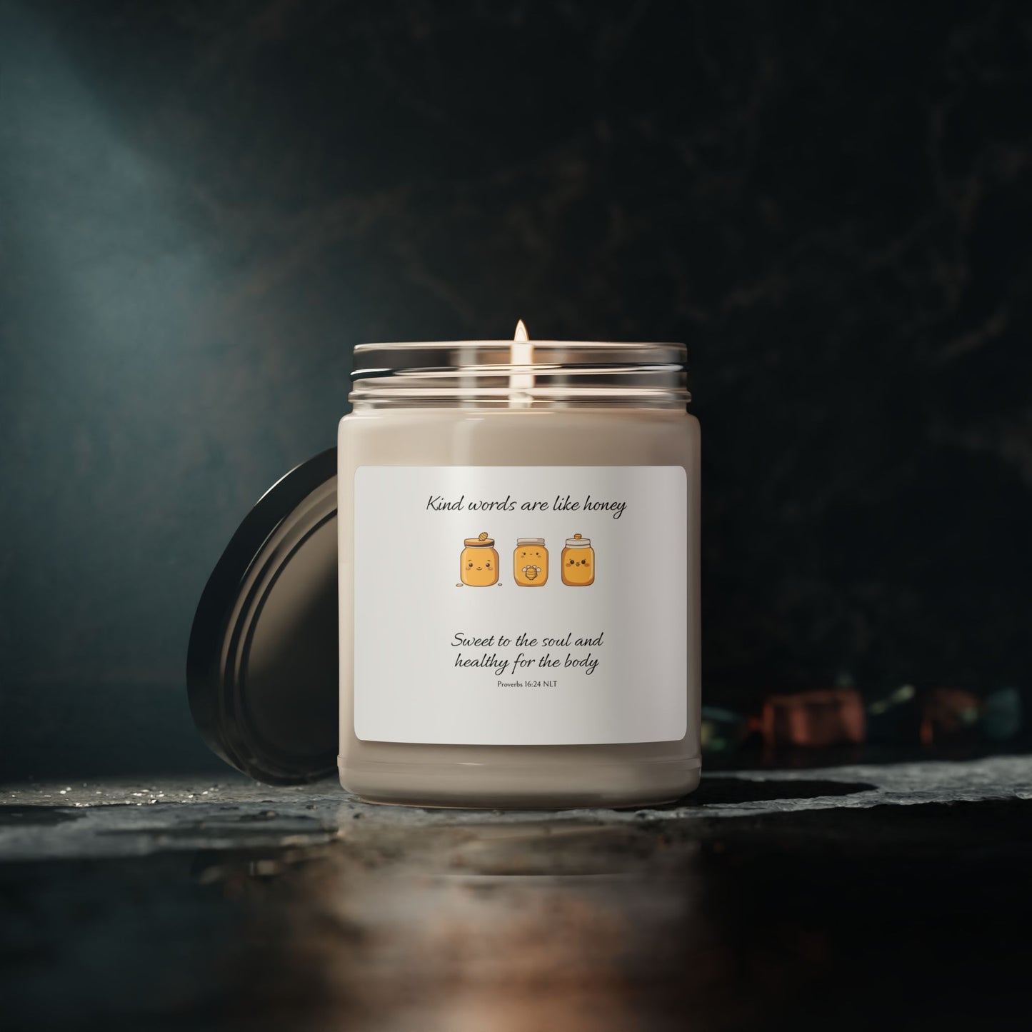 Kind Words Are Like Honey Soy Candle, Scripture Based Quote, Glass Jar Home Decor, Aromatherapy Gift, Relaxation Meditation