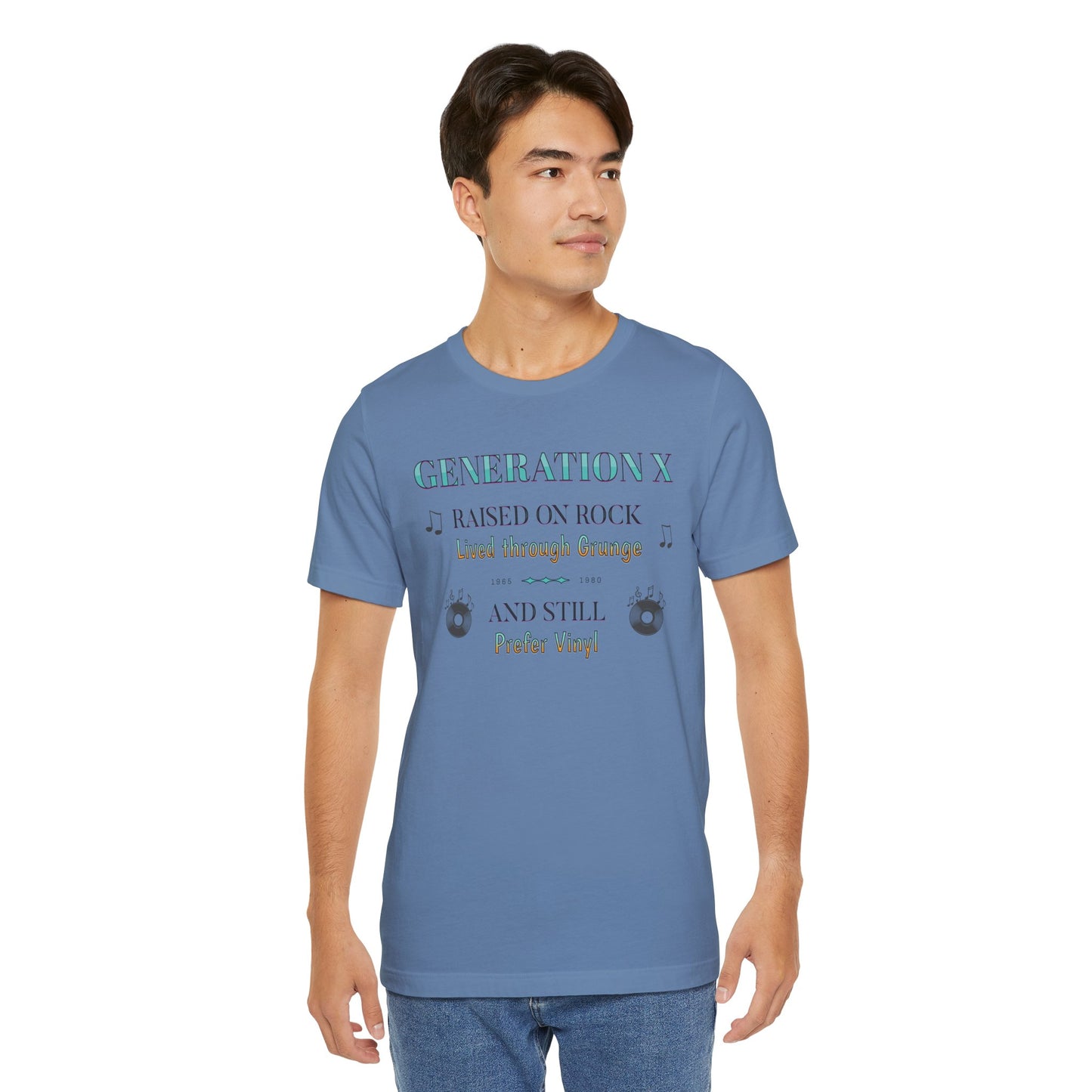 Generation X Raised on Rock Cotton Unisex Jersey T-Shirt, Music Vinyl Lover, Retro Top, Vintage Graphic Tee