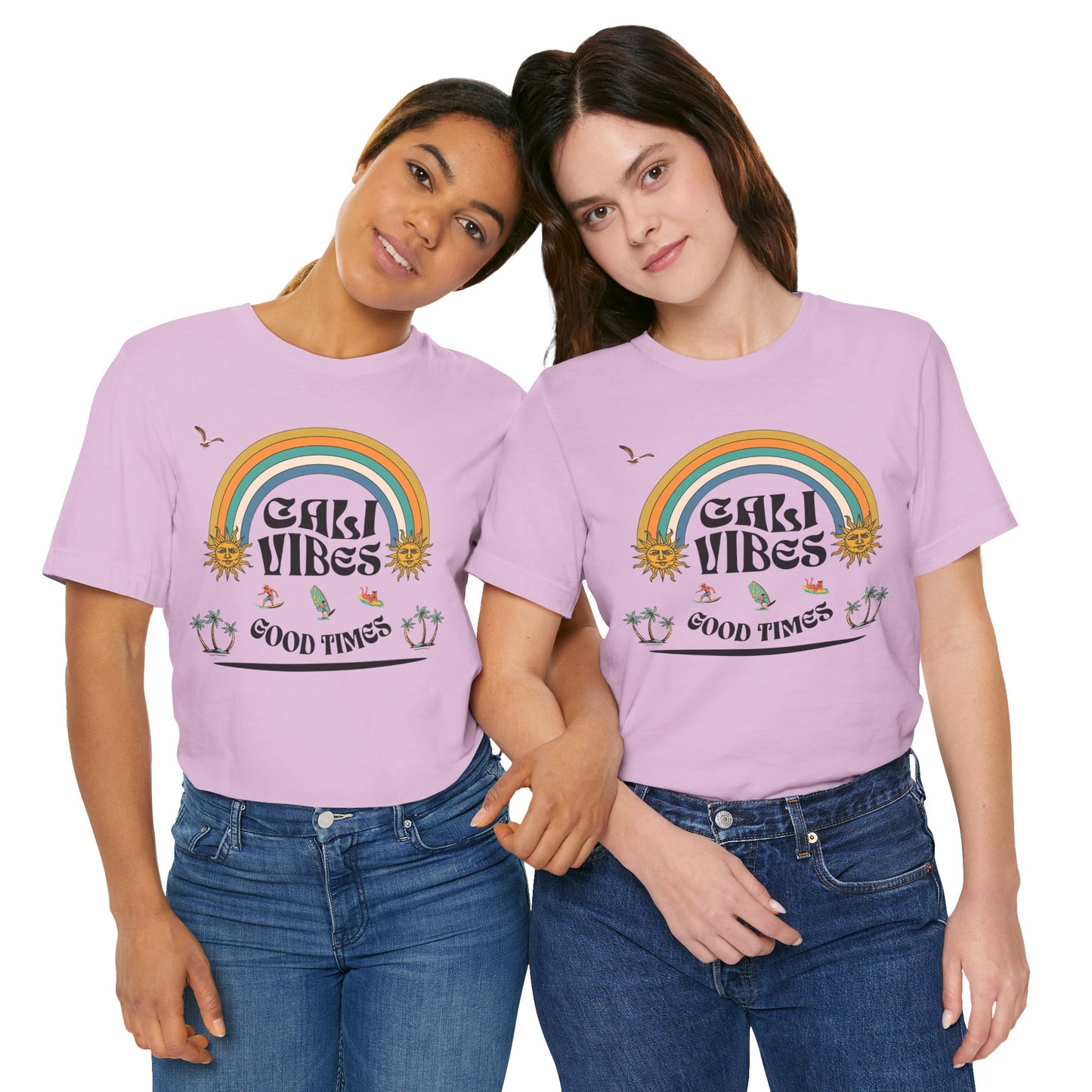Cali Vibes Good Times Cotton Unisex T-Shirt, Casual Summer Fun Ocean Beach T-Shirt, Surfing Breeze Top