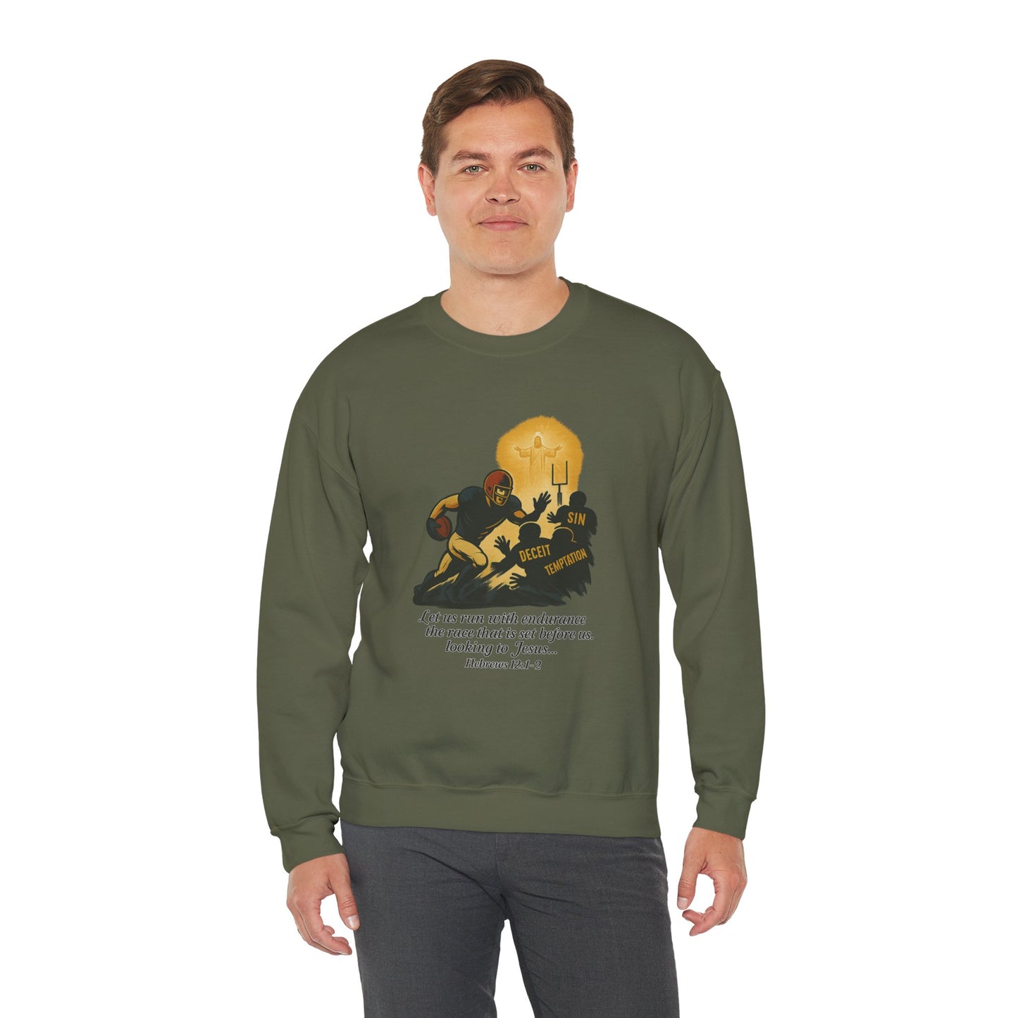 Let Us Run With Endurance Unisex Crewneck Sweatshirt, Christian Gift Faith-Based Styling Apparel, Everyday Comfort