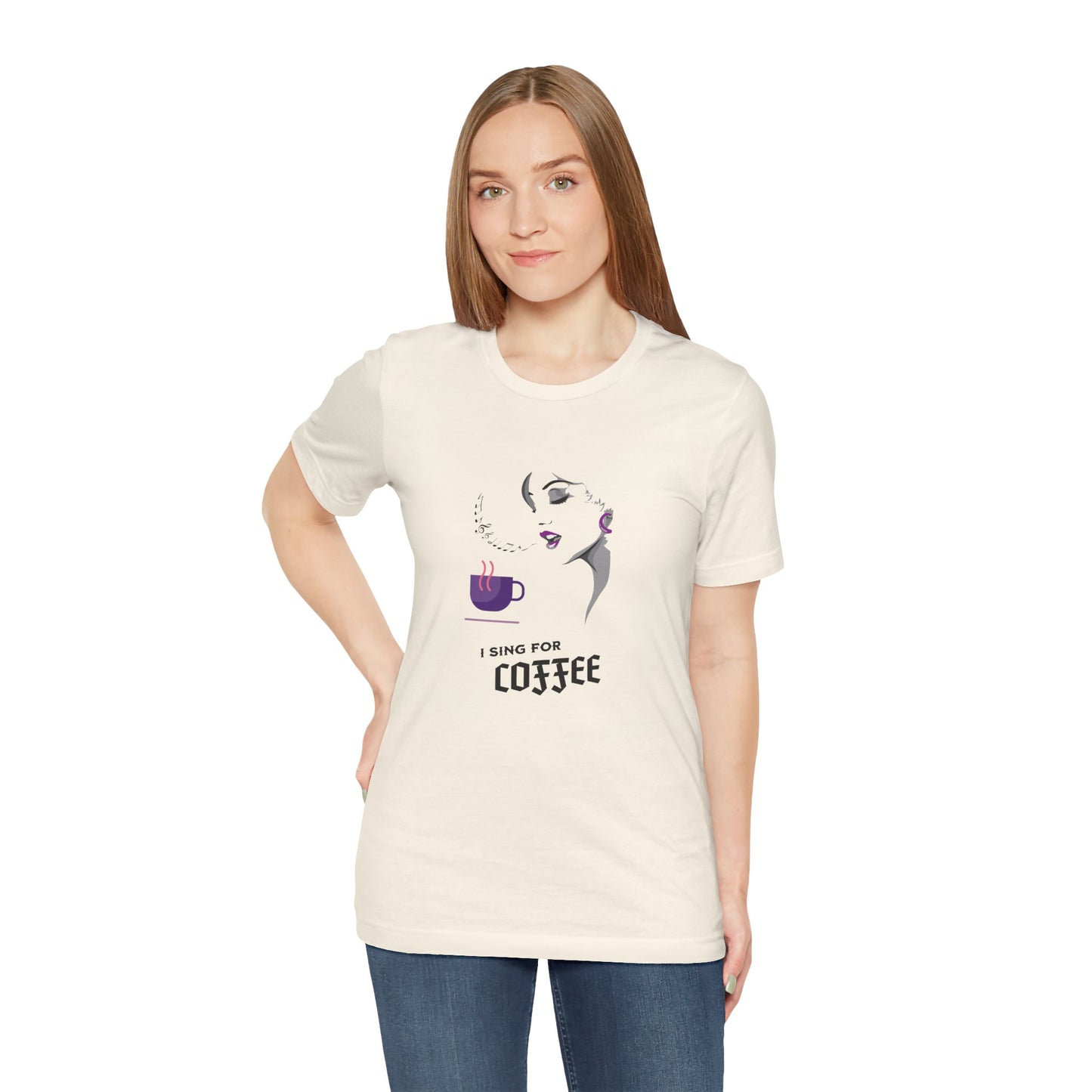 I Sing for Coffee Cotton Unisex T-Shirt, Gift for Coffee Enthusiasts, Casual Graphic T-Shirt, Coffee Lovers