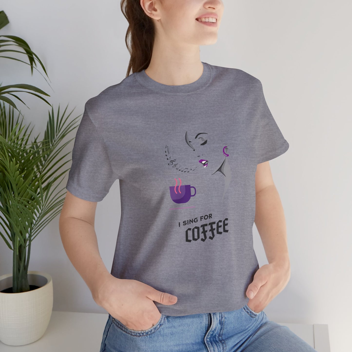 I Sing for Coffee Cotton Unisex T-Shirt, Gift for Coffee Enthusiasts, Casual Graphic T-Shirt, Coffee Lovers