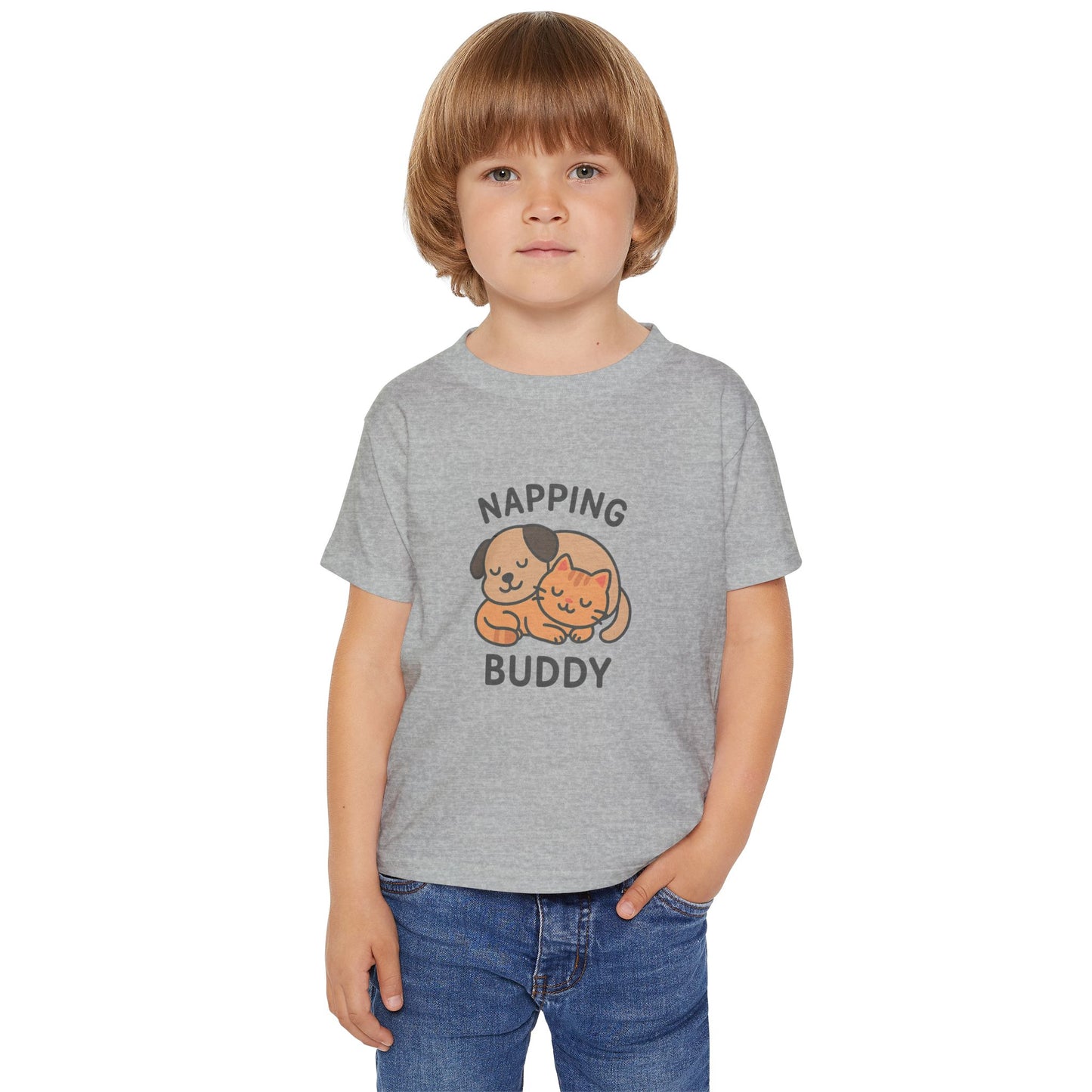 Napping Buddy Toddler T-shirt, Cute Kids Tee, Puppy and Kitten Design