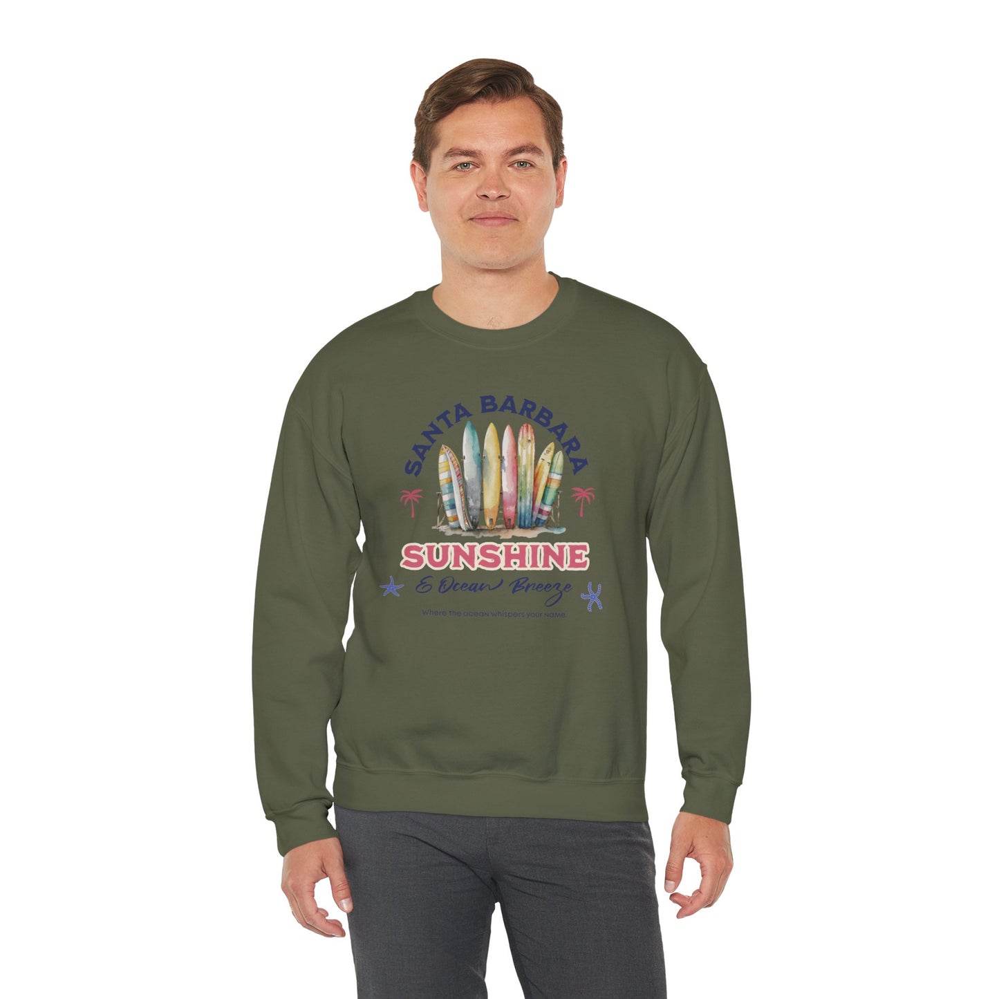 Sunshine Ocean Breeze Santa Barbara Unisex Crewneck Sweatshirt Pullover, Beach Vibes