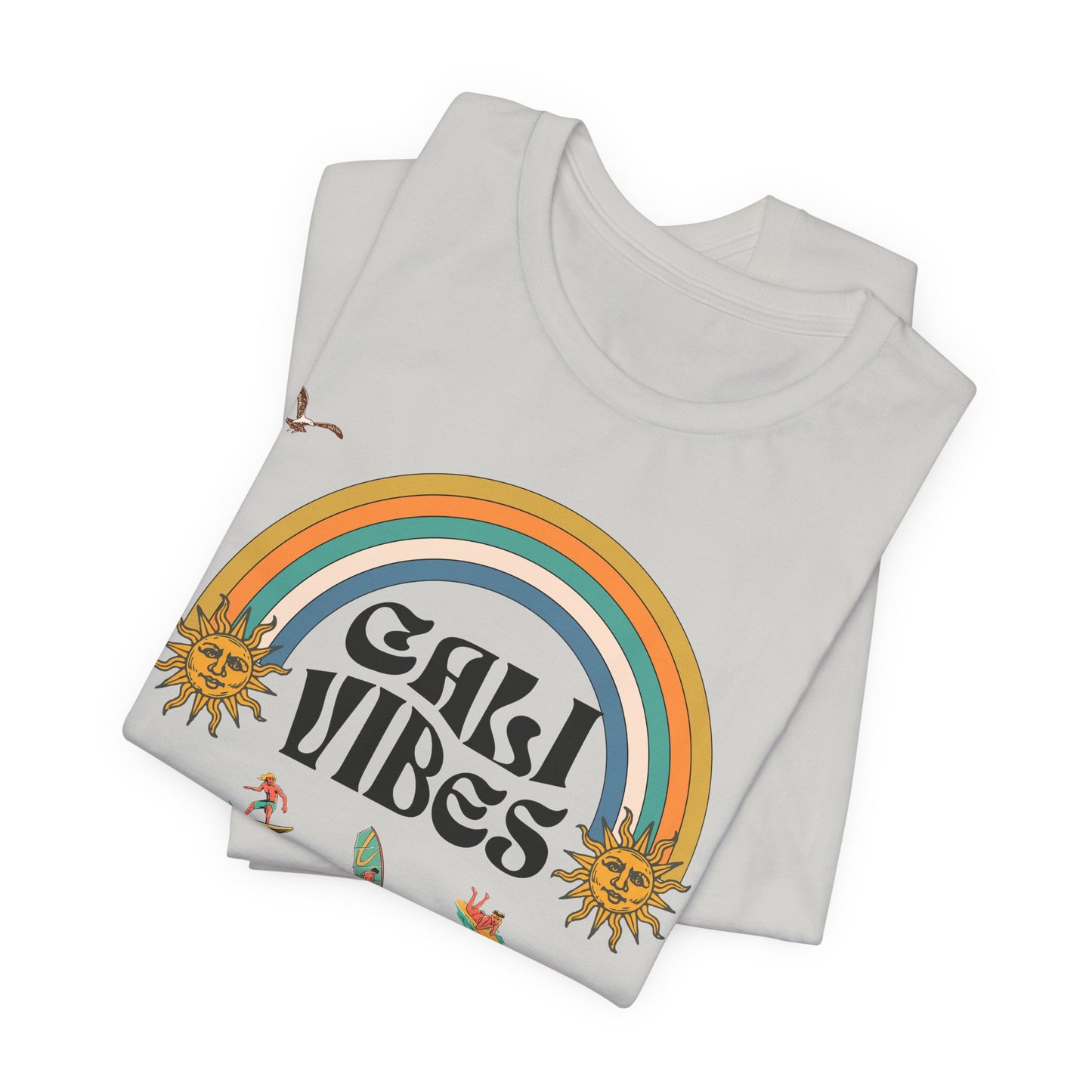 Cali Vibes Good Times Cotton Unisex T-Shirt, Casual Summer Fun Ocean Beach T-Shirt, Surfing Breeze Top