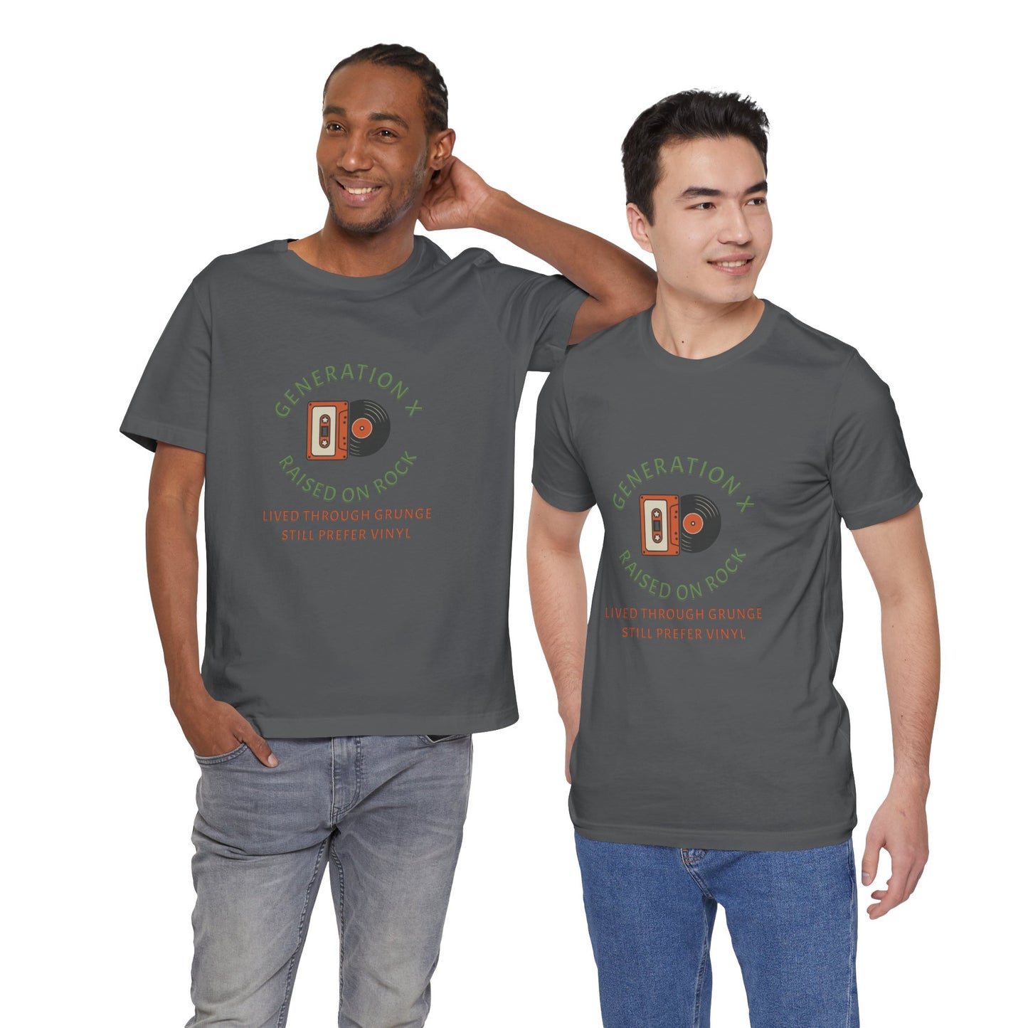Generation X Raised on Rock Lived Through Grunge Cotton Jersey Unisex T-Shirt, Vintage Rock Music Retro Vinyl Lovers Music Fans
