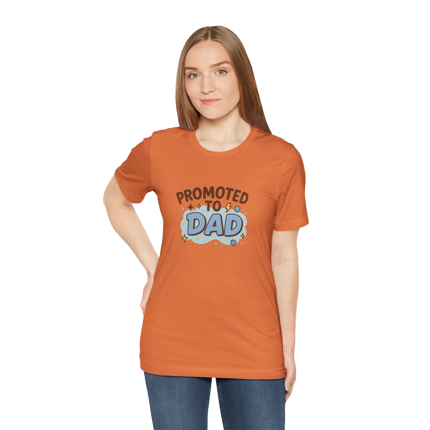 Promoted to Dad Unisex Cotton T-Shirt, Father's Day Gift, New Dad Clothing, Baby Announcement Tee