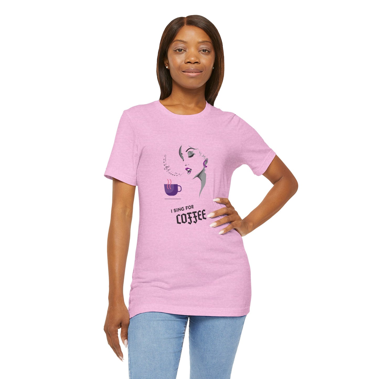 I Sing for Coffee Cotton Unisex T-Shirt, Gift for Coffee Enthusiasts, Casual Graphic T-Shirt, Coffee Lovers