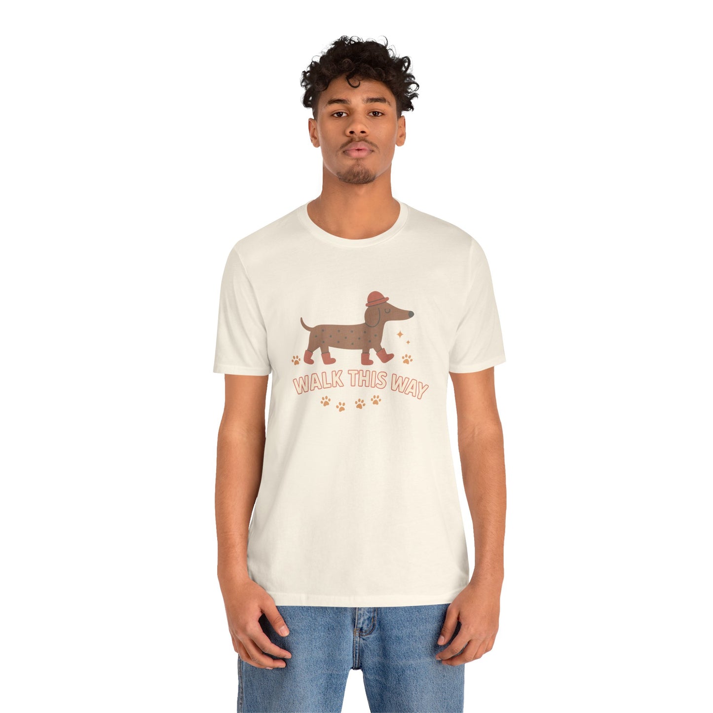 Dachshund Walk This Way Unisex Cotton T-Shirt, Cute Dog Lover Gift, Funny Pet Owner Shirt