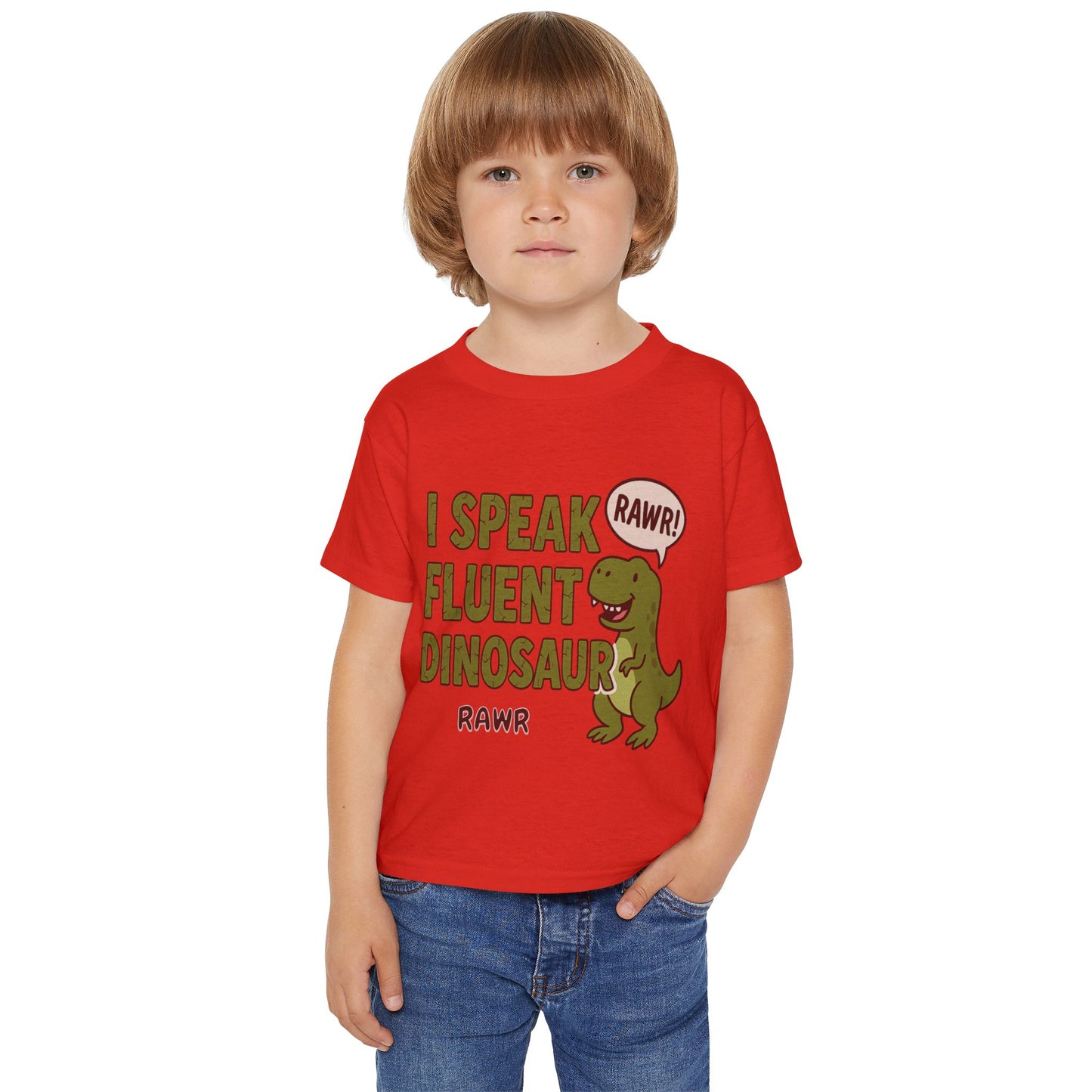 I Speak Fluent Dinosaur Graphic Cotton Toddler T-shirt, Cute Kids Outfit Playful Summer Tee