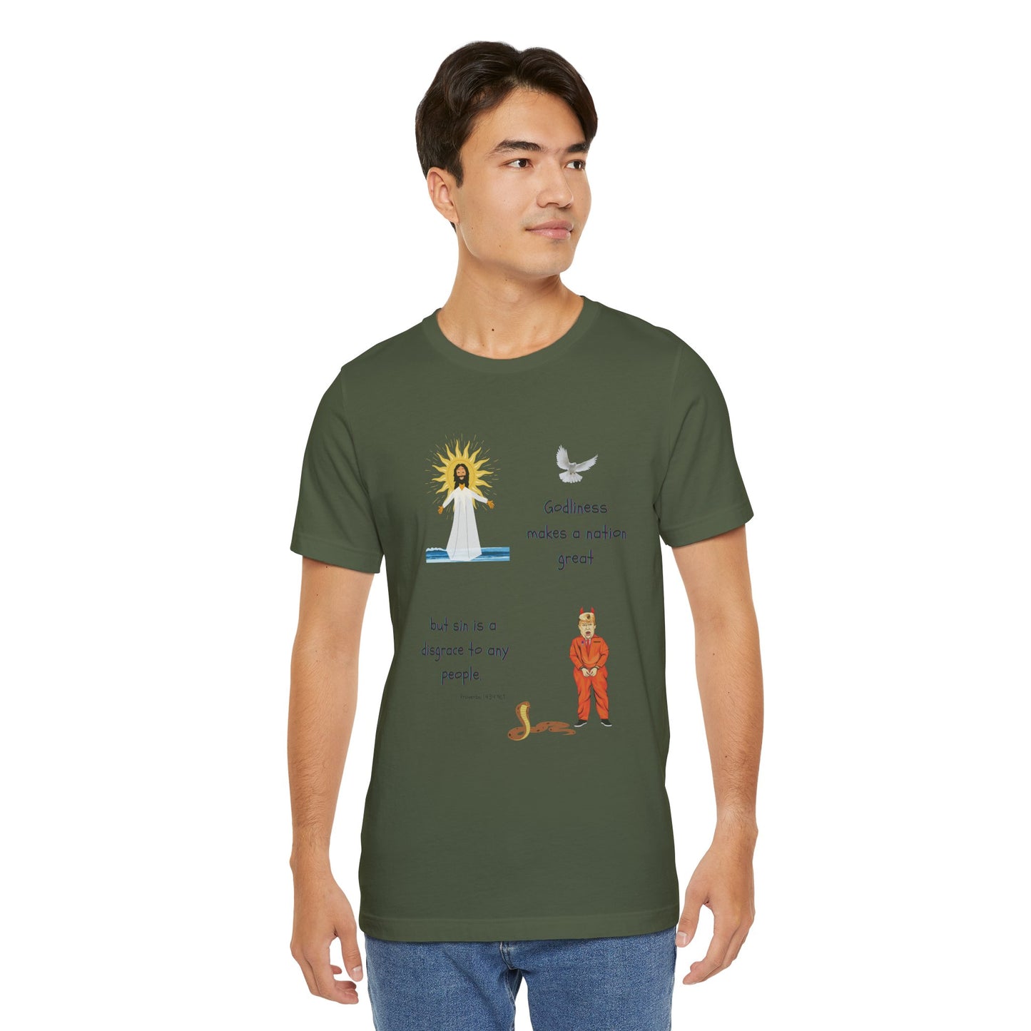 Godliness Makes a Nation Cotton Jersey Unisex T-Shirt Great Christian Gift Political Humor