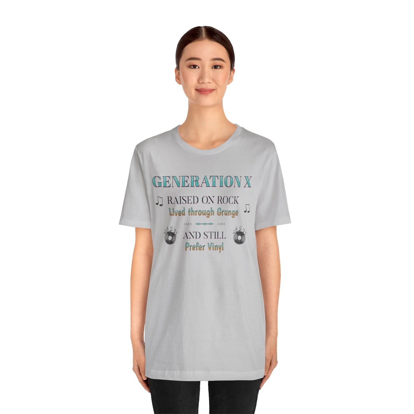 Generation X Raised on Rock Cotton Unisex Jersey T-Shirt, Music Vinyl Lover, Retro Top, Vintage Graphic Tee