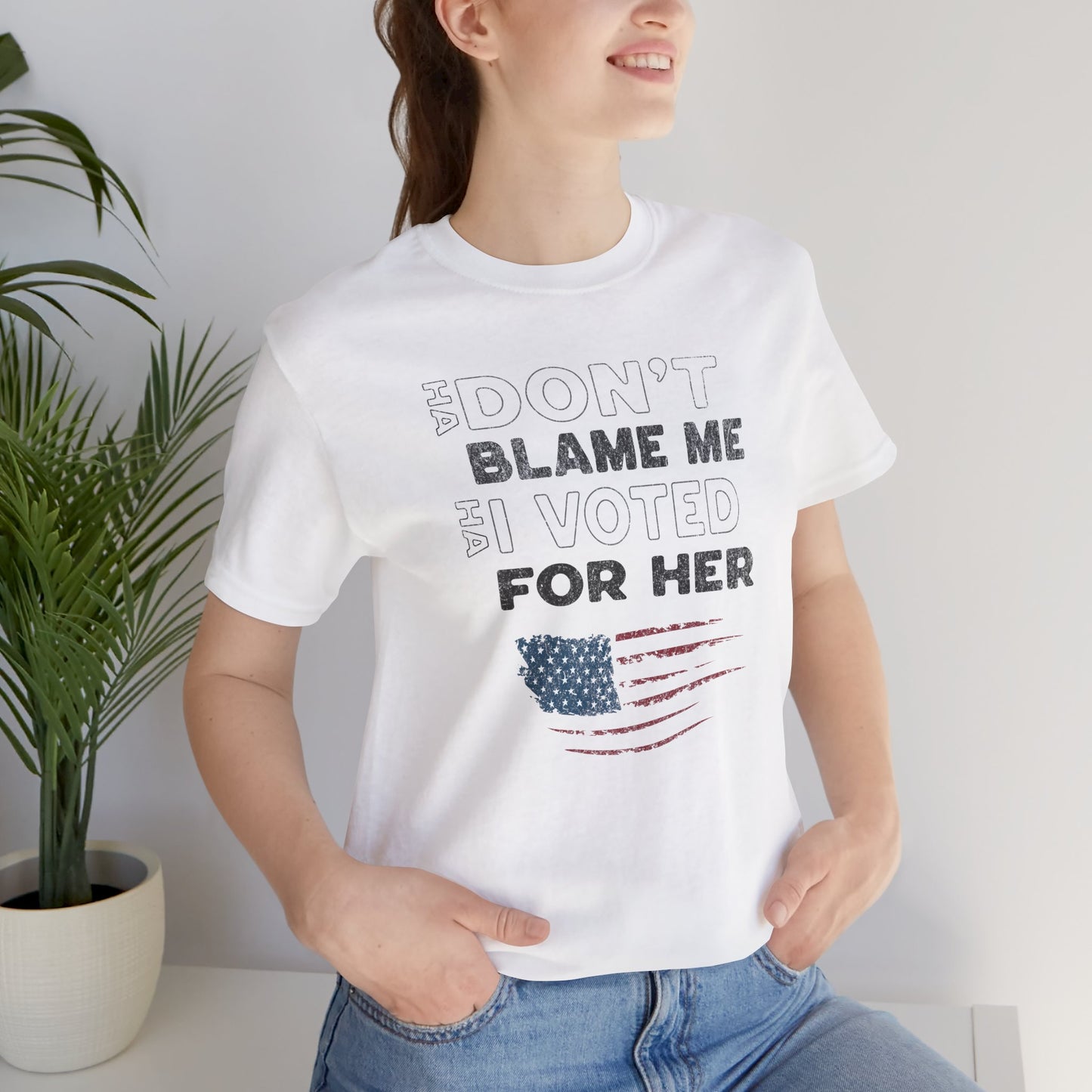 Don't Blame Me I Voted for Her Cotton Unisex Jersey T-Shirt, Political Humor, Election Day Tee, Women's Empowerment, Gift for Activists