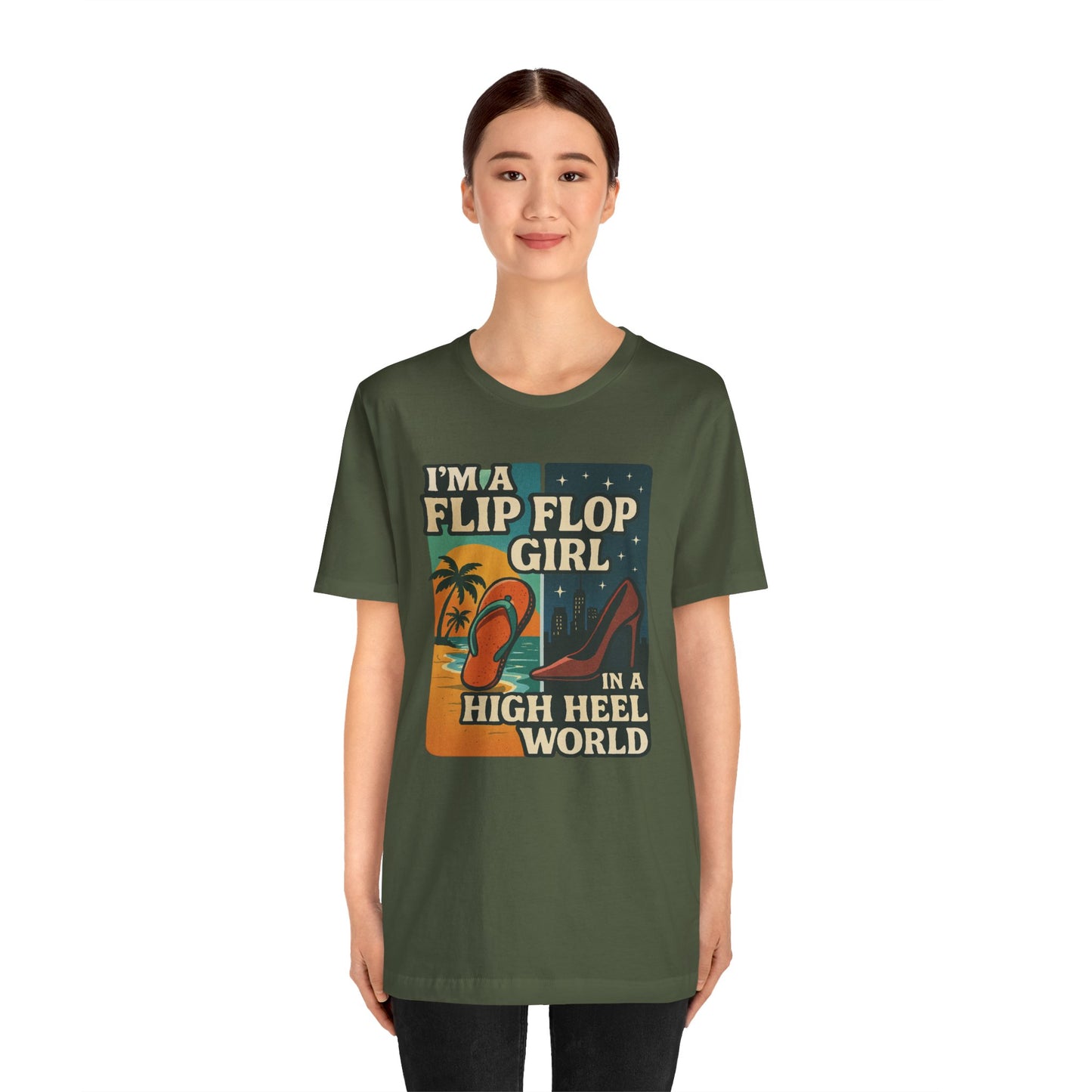 I'm a Flip Flop Girl in a High Heel World Cotton Unisex T-Shirt - Fun Summer Vibes