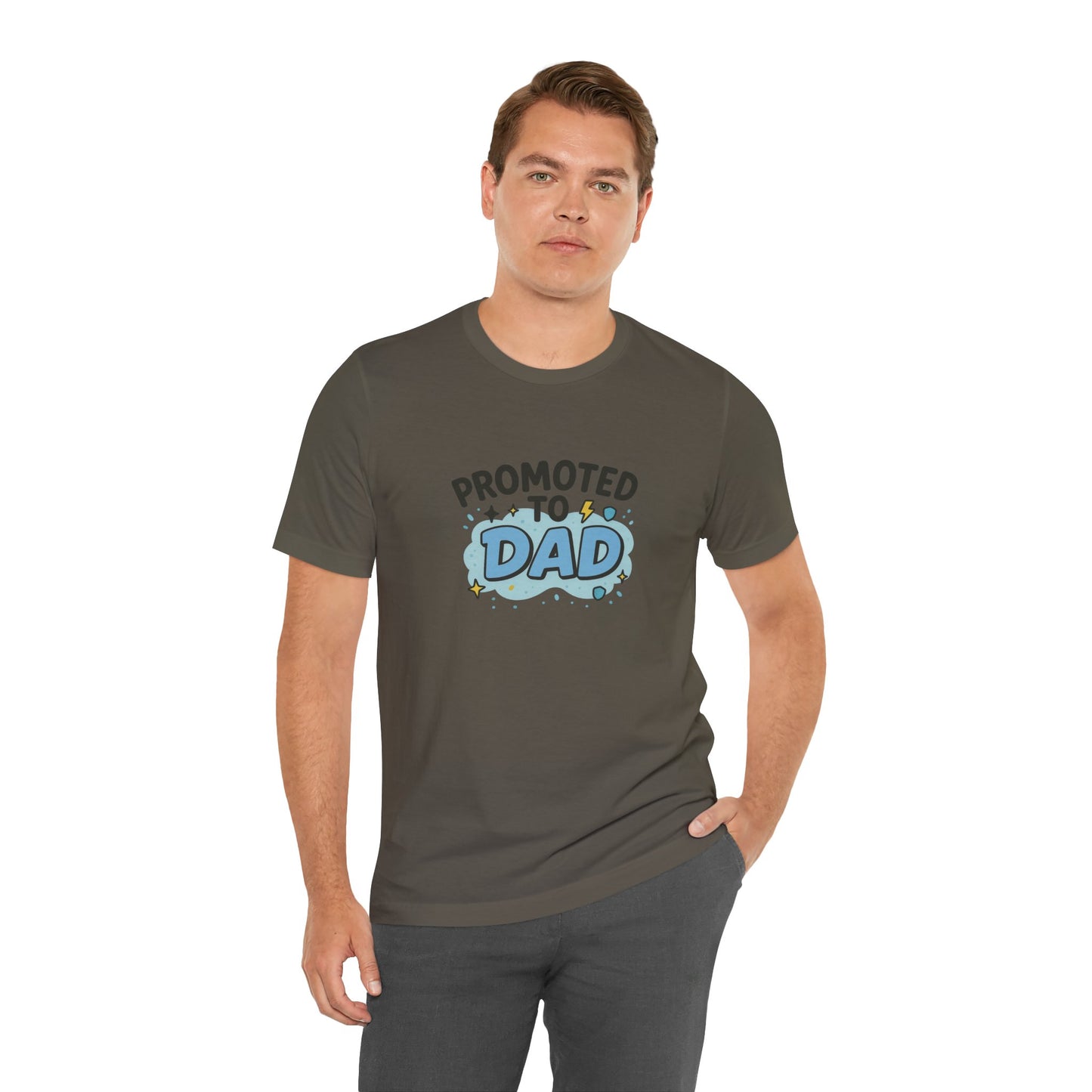 Promoted to Dad Unisex Cotton T-Shirt, Father's Day Gift, New Dad Clothing, Baby Announcement Tee