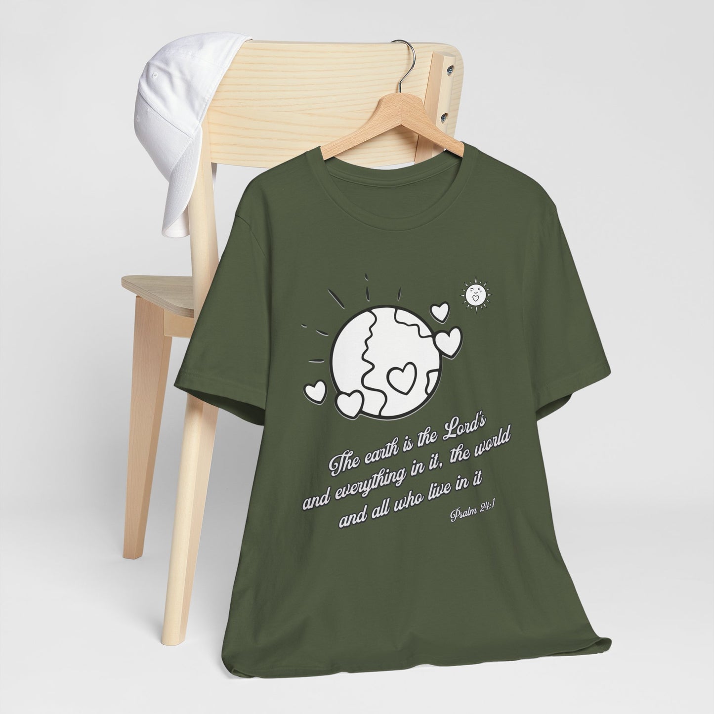 The Earth is the Lord's Cotton Unisex Jersey T-Shirt Scripture Based Christian Gift