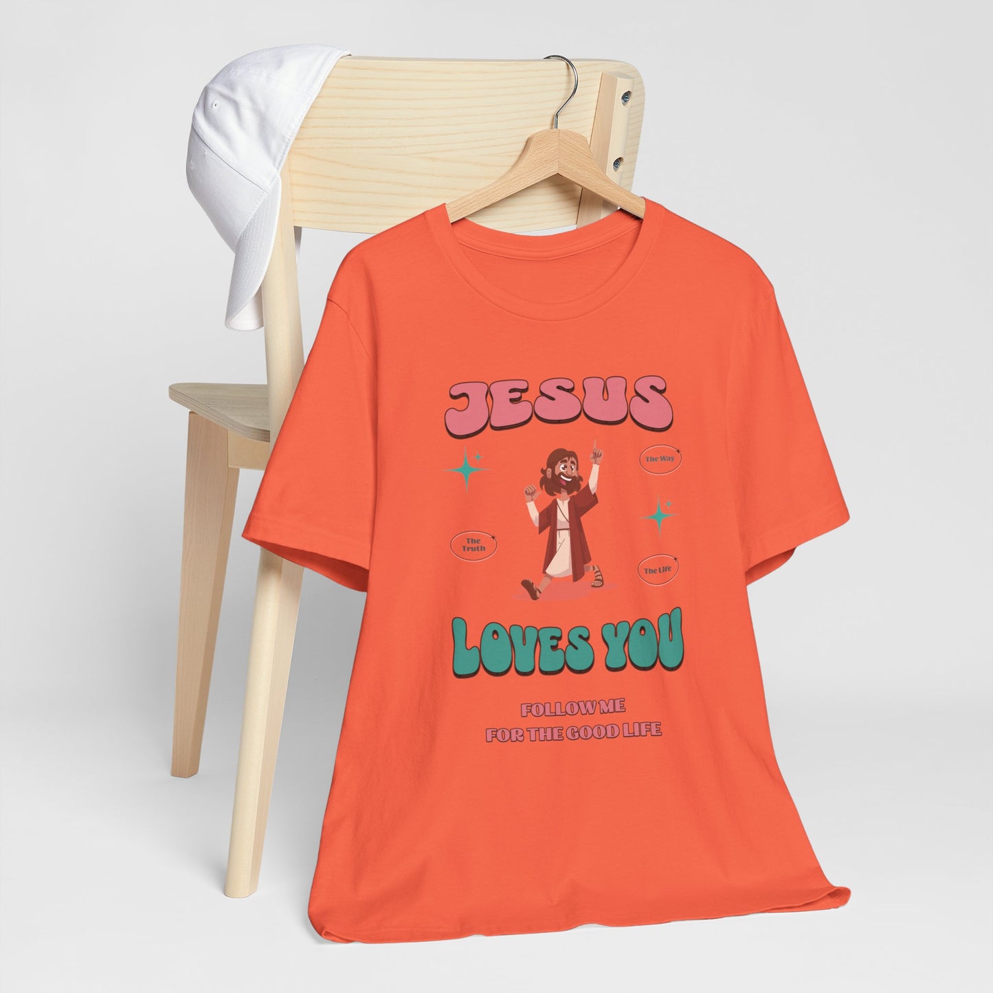 Jesus Loves You Follow Me for the Good Life Cotton Unisex Jersey T-Shirt, Christian Gift
