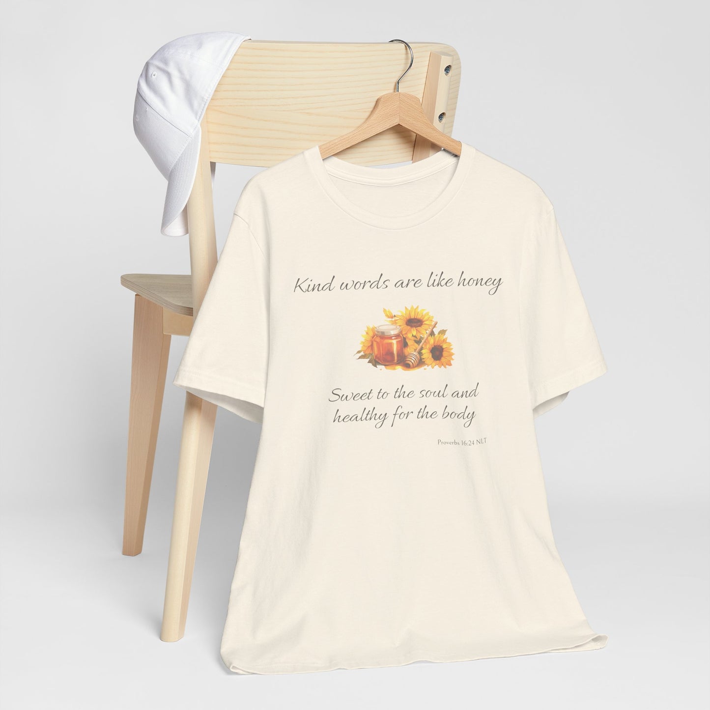 Kind Words Are Like Honey Cotton Unisex Jersey T-Shirt, Bible Verse Gift for Every Christian