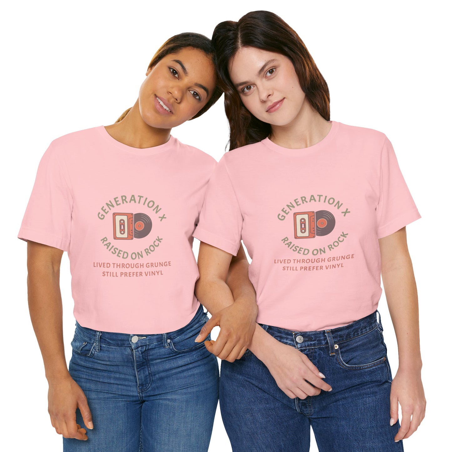 Generation X Raised on Rock Lived Through Grunge Cotton Jersey Unisex T-Shirt, Vintage Rock Music Retro Vinyl Lovers Music Fans