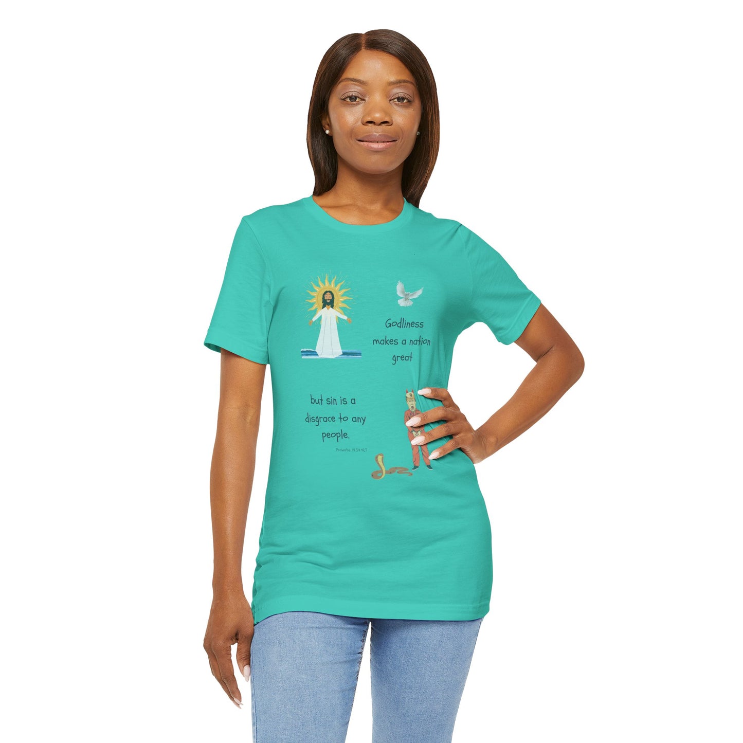 Godliness Makes a Nation Cotton Jersey Unisex T-Shirt Great Christian Gift Political Humor