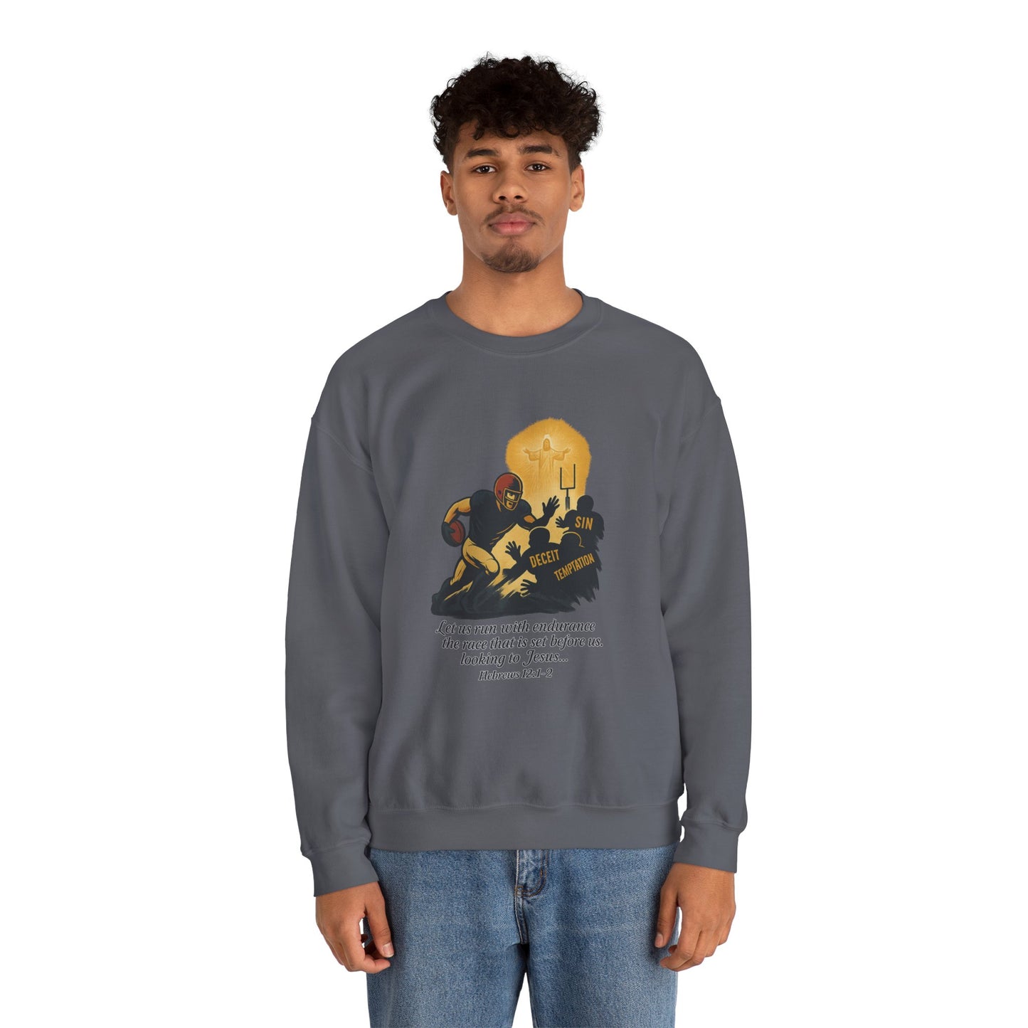 Let Us Run With Endurance Unisex Crewneck Sweatshirt, Christian Gift Faith-Based Styling Apparel, Everyday Comfort