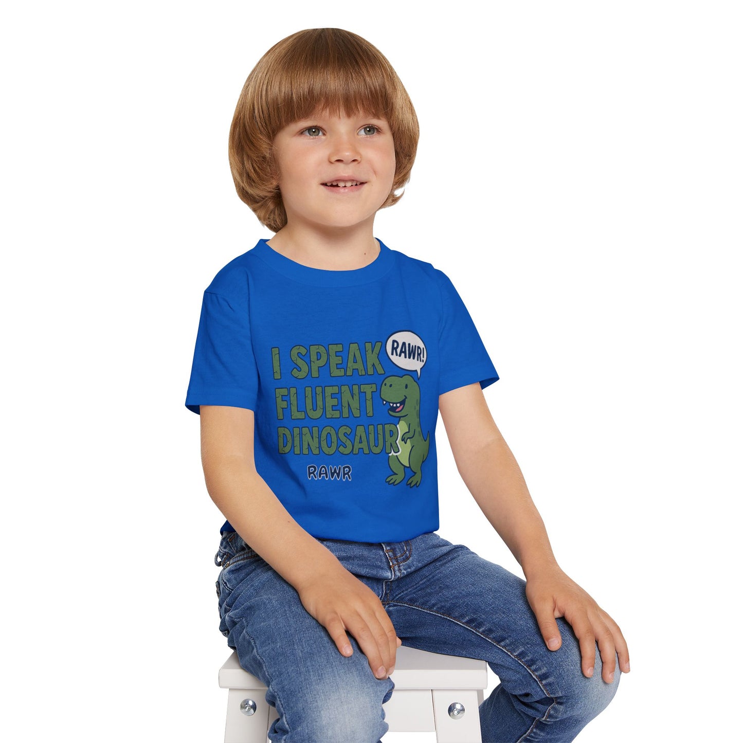I Speak Fluent Dinosaur Graphic Cotton Toddler T-shirt, Cute Kids Outfit Playful Summer Tee