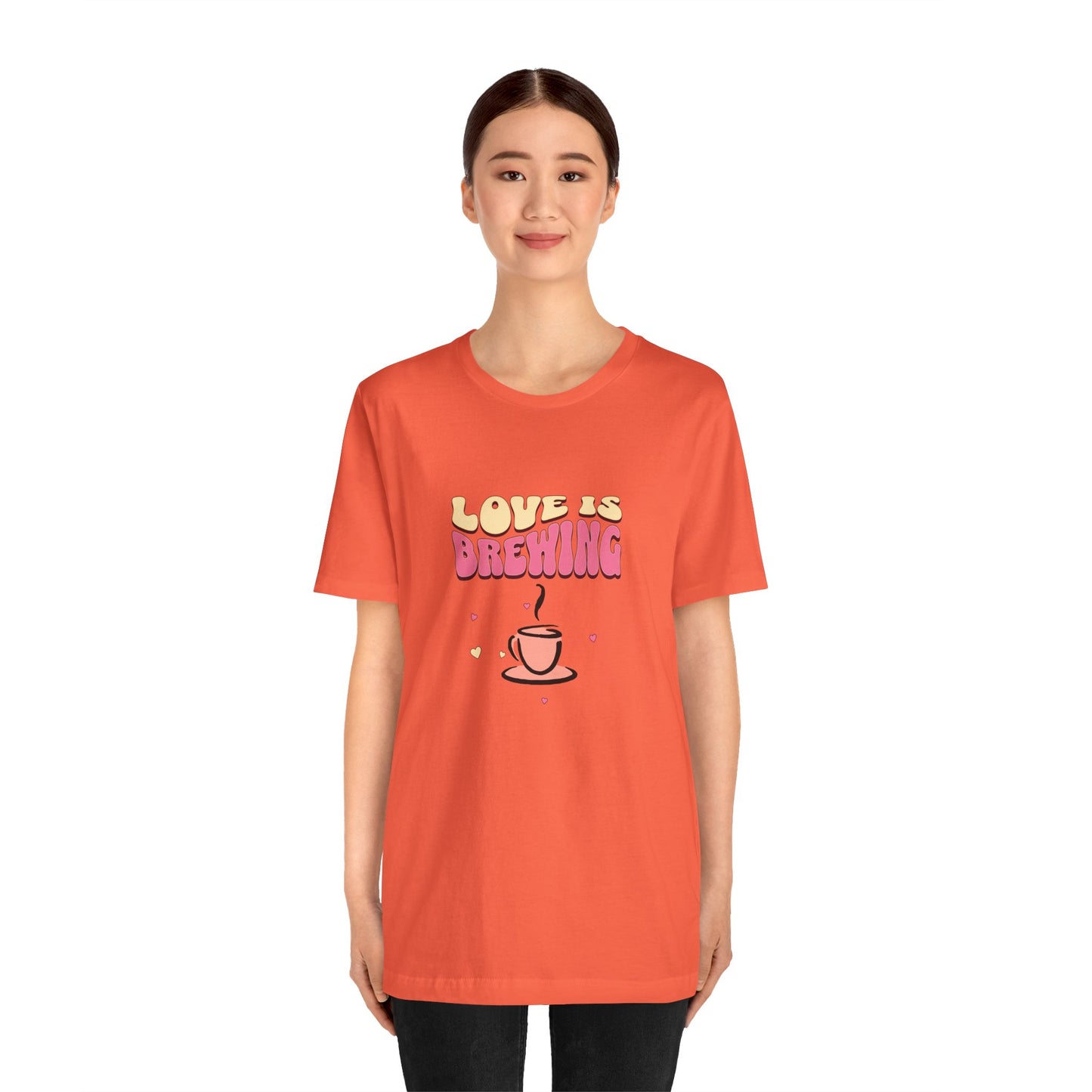 Love is Brewing Cotton Unisex T-Shirt, Gift for Couples, Valentine's Day Shirt, Relationship Humor, Cute Graphic Tee, Coffee Lovers