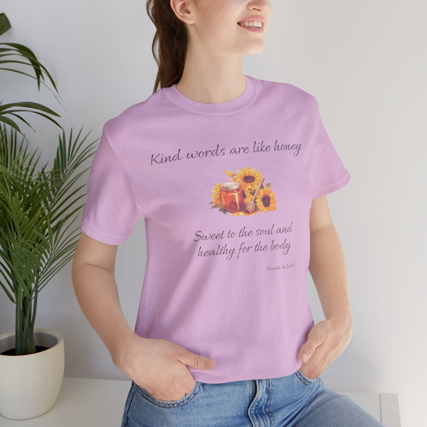 Kind Words Are Like Honey Cotton Unisex Jersey T-Shirt, Bible Verse Gift for Every Christian
