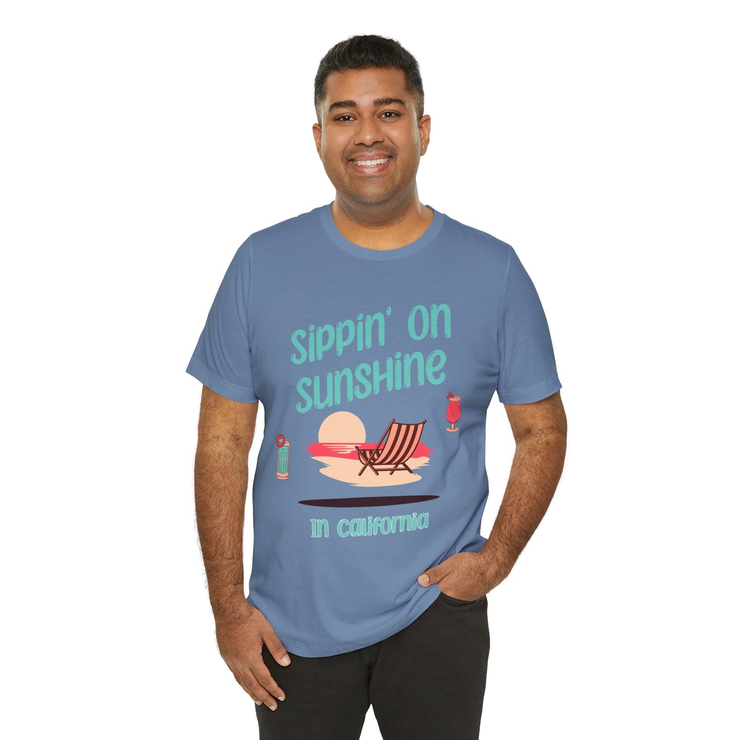 Sippon on Sunshine Cotton Unisex Jersey T-Shirt, Summer Beach Vibes Graphic T-Shirt