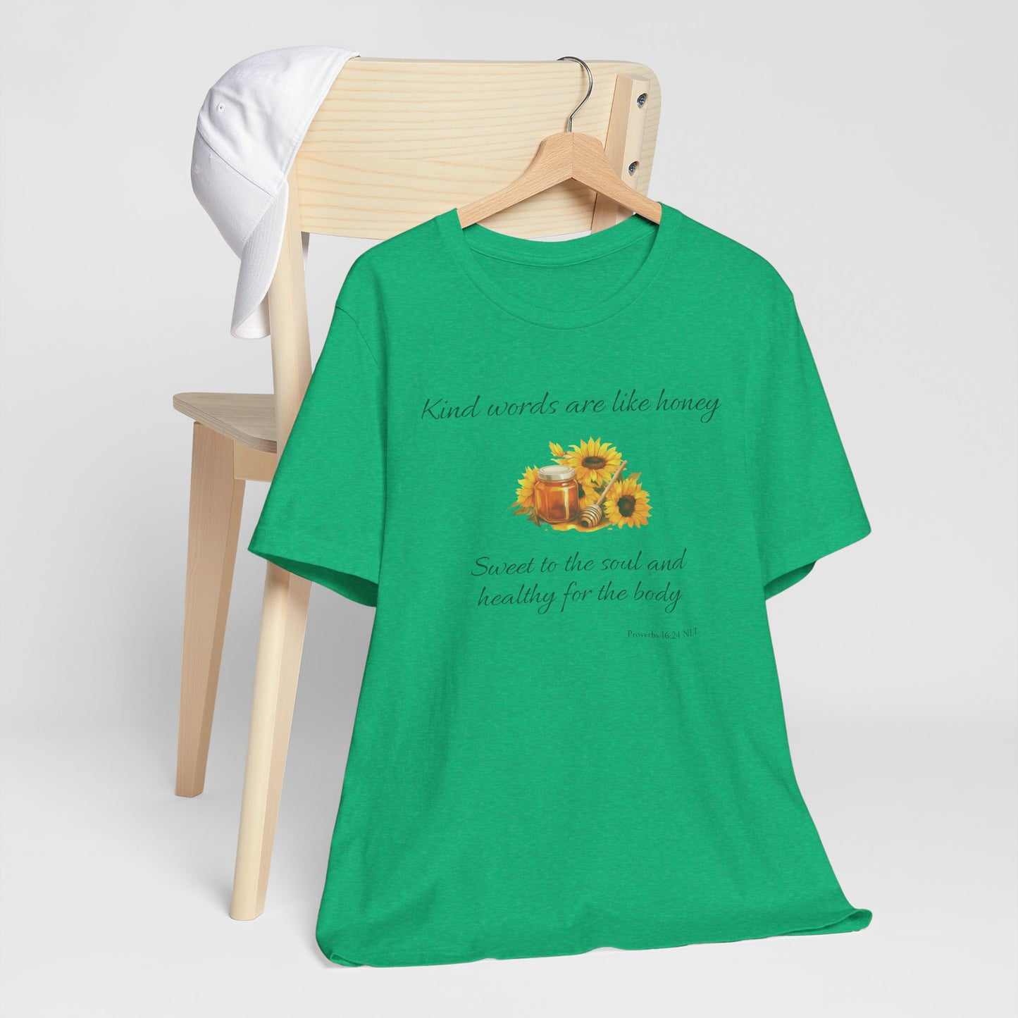 Kind Words Are Like Honey Cotton Unisex Jersey T-Shirt, Bible Verse Gift for Every Christian