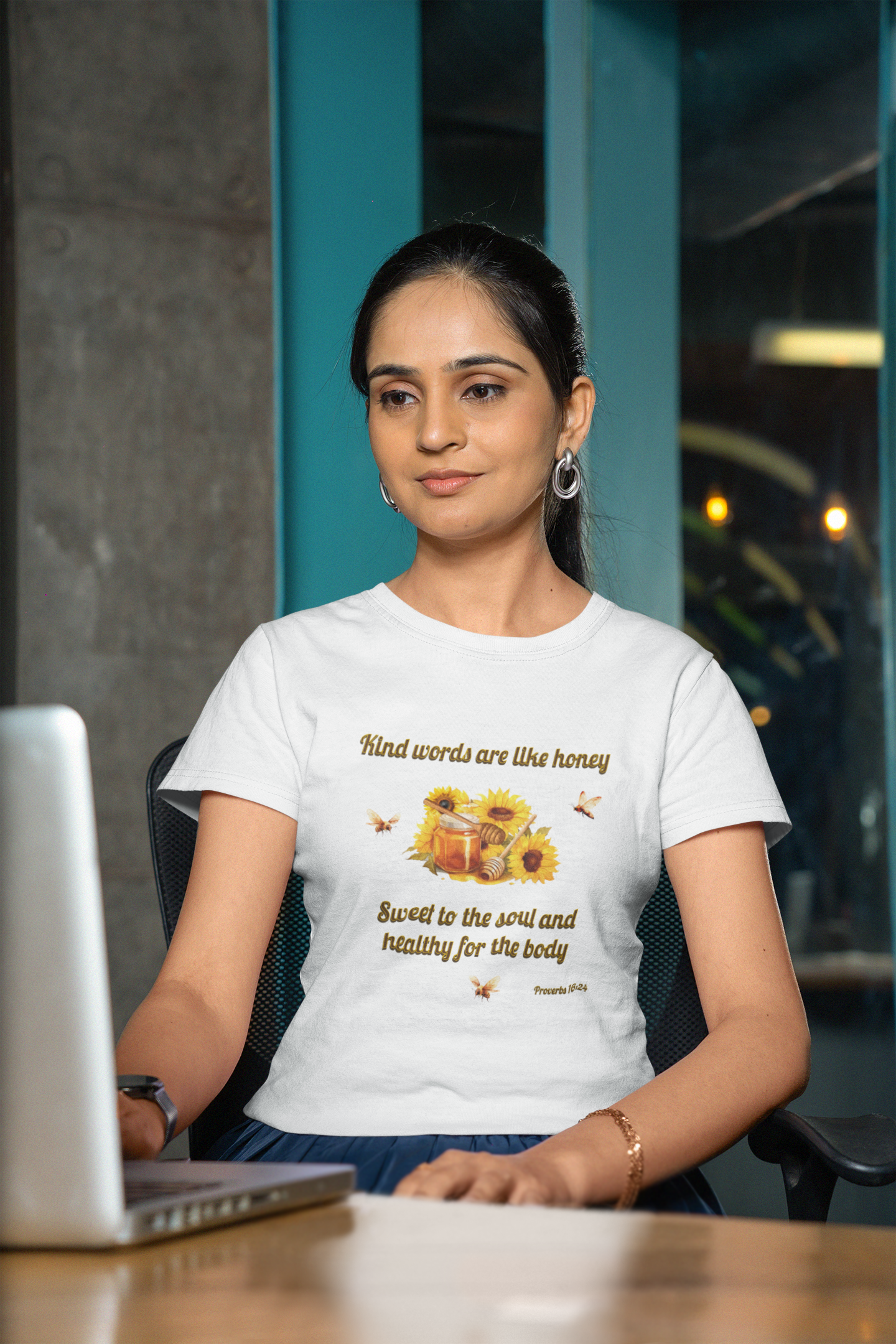 Kind Words Are Like Honey Soft Style T-Shirt, Women's Cut Motivational Gift for Friends