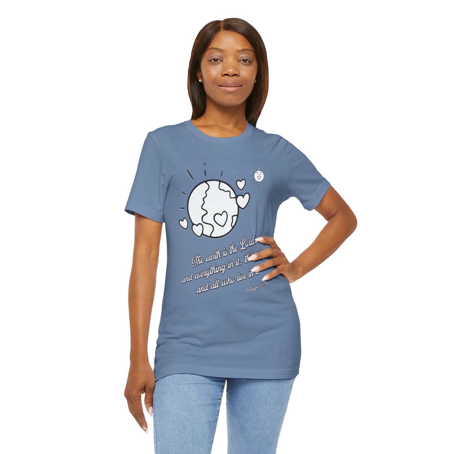 The Earth is the Lord's Cotton Unisex Jersey T-Shirt Scripture Based Christian Gift