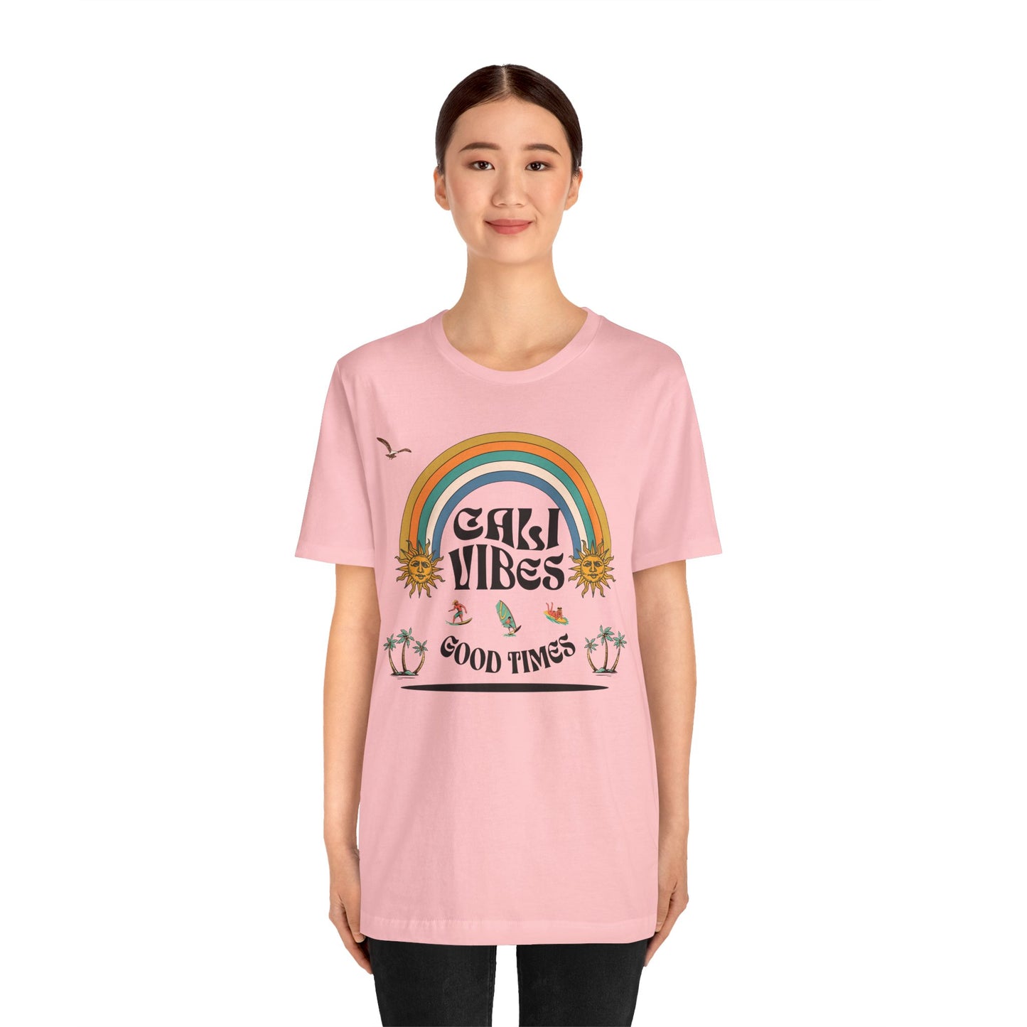 Cali Vibes Good Times Cotton Unisex T-Shirt, Casual Summer Fun Ocean Beach T-Shirt, Surfing Breeze Top