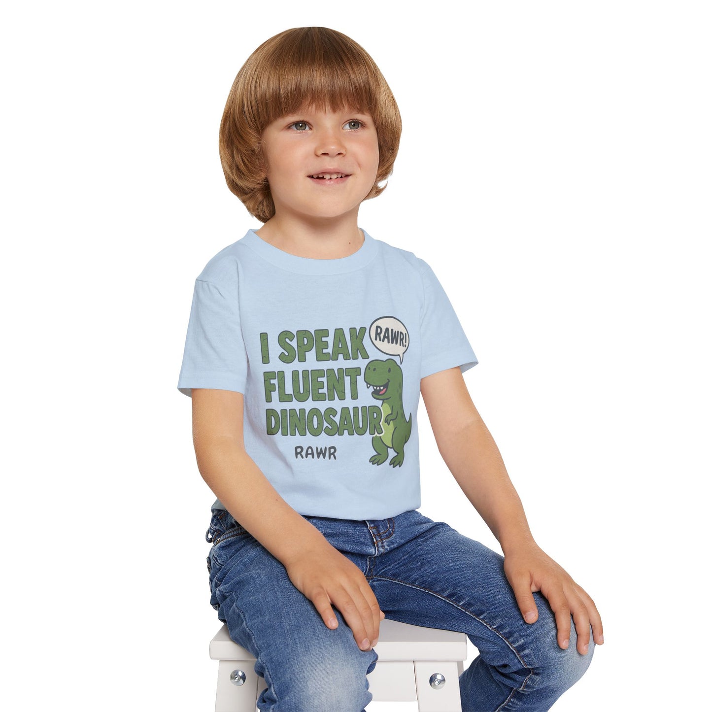 I Speak Fluent Dinosaur Graphic Cotton Toddler T-shirt, Cute Kids Outfit Playful Summer Tee