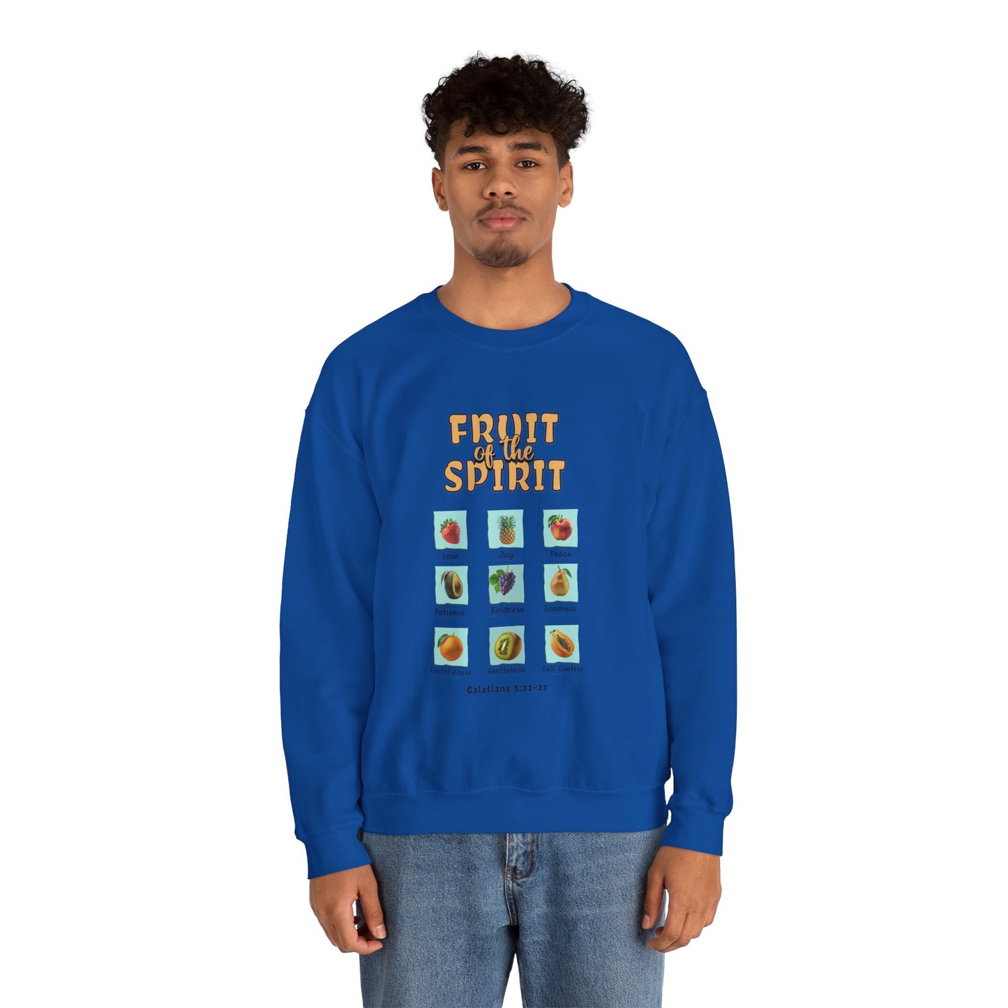 Fruit of the Spirit Unisex Crewneck Sweatshirt, Christian Scriptural Kindness Gentle Patience Inspirational Bible Verse Apparel