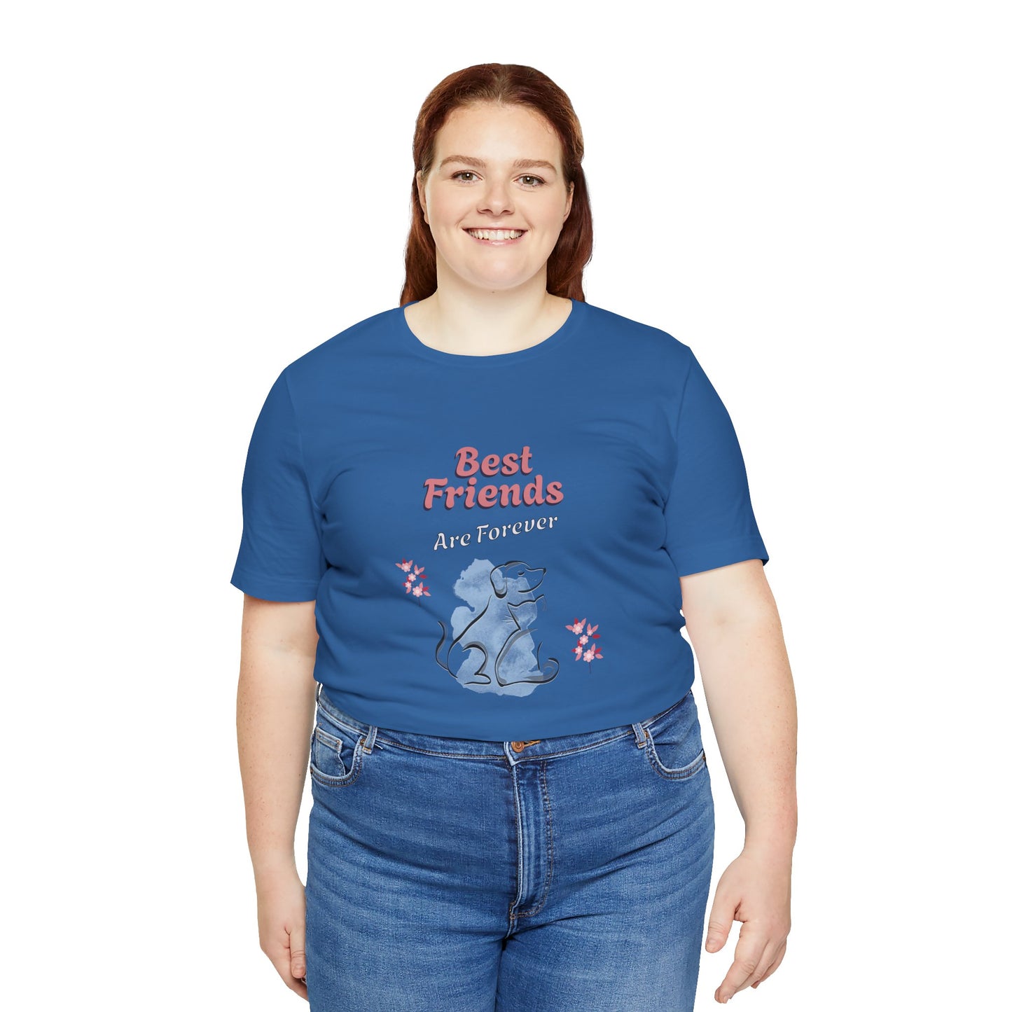 Best Friends Are Forever Cotton Unisex T-Shirt - Dog and Cat Lovers Shirt, Friendship Gift
