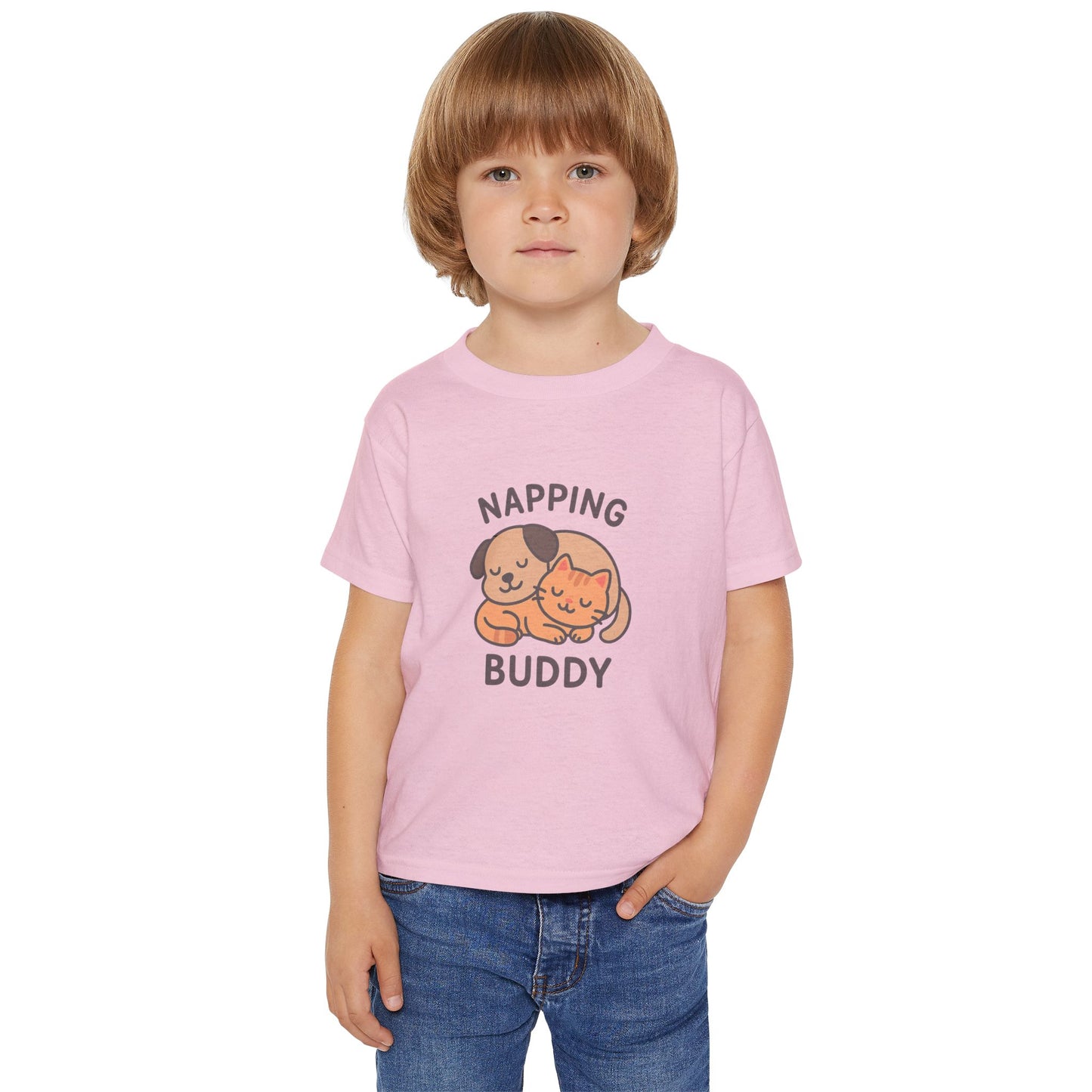 Napping Buddy Toddler T-shirt, Cute Kids Tee, Puppy and Kitten Design
