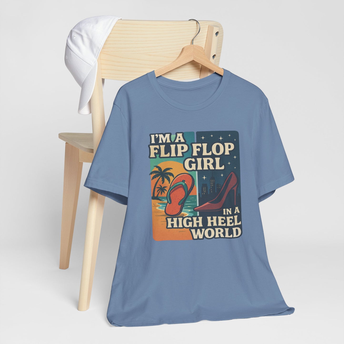 I'm a Flip Flop Girl in a High Heel World Cotton Unisex T-Shirt - Fun Summer Vibes