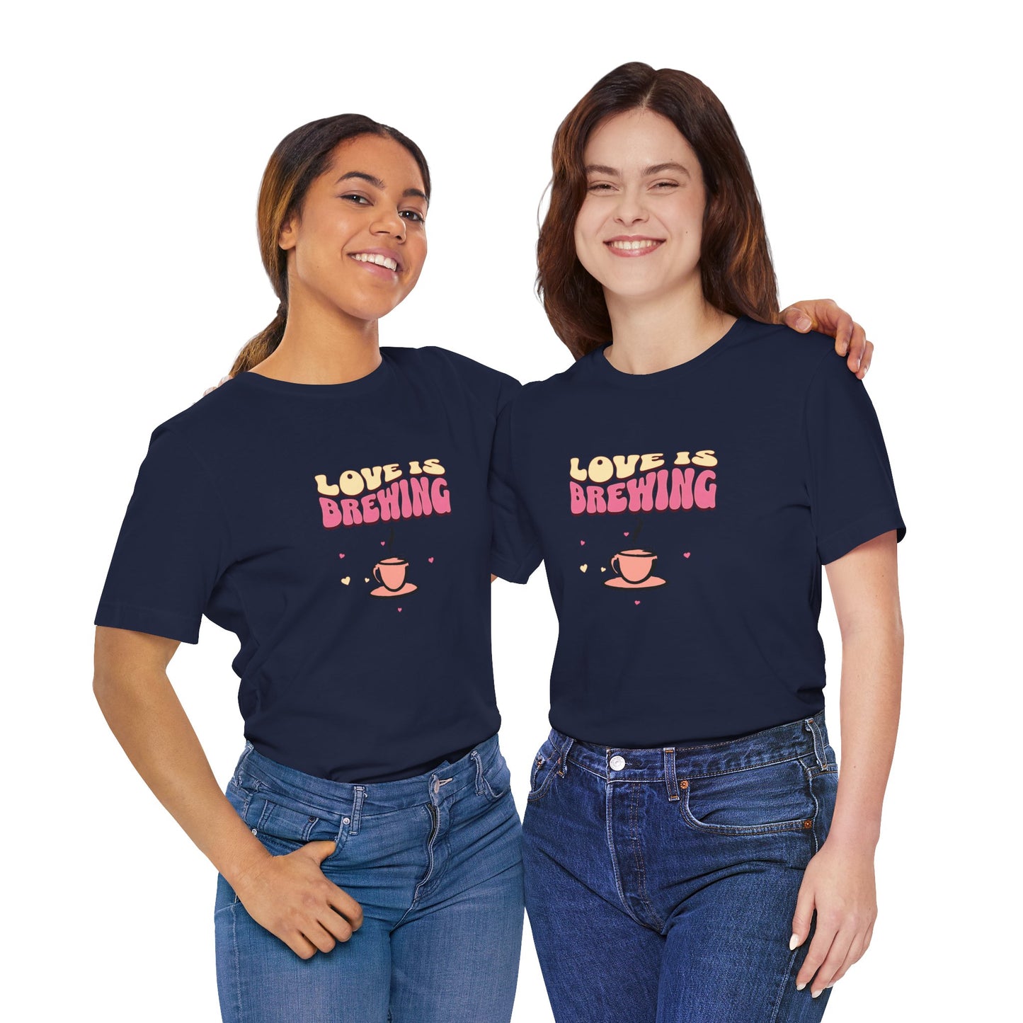 Love is Brewing Cotton Unisex T-Shirt, Gift for Couples, Valentine's Day Shirt, Relationship Humor, Cute Graphic Tee, Coffee Lovers