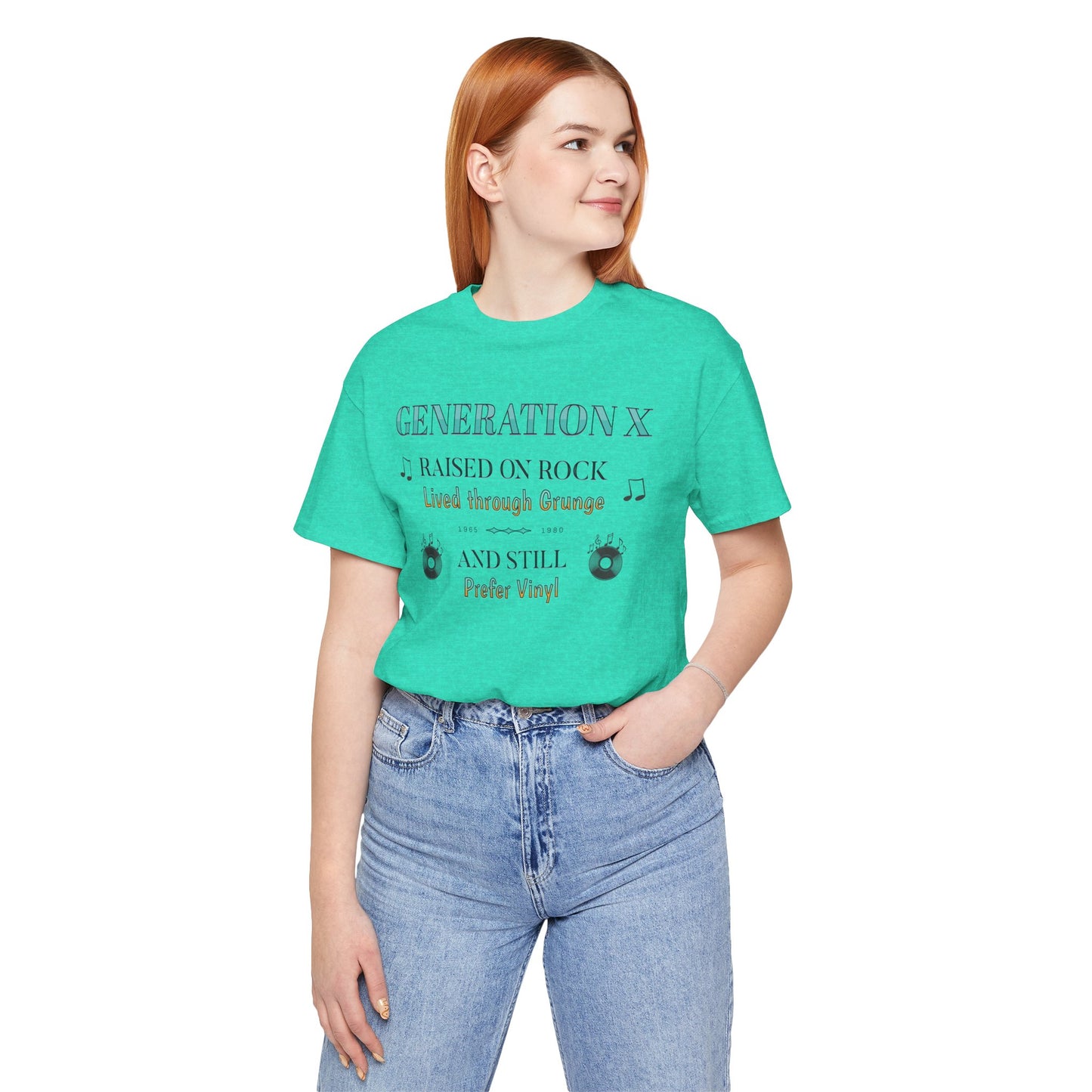 Generation X Raised on Rock Cotton Unisex Jersey T-Shirt, Music Vinyl Lover, Retro Top, Vintage Graphic Tee