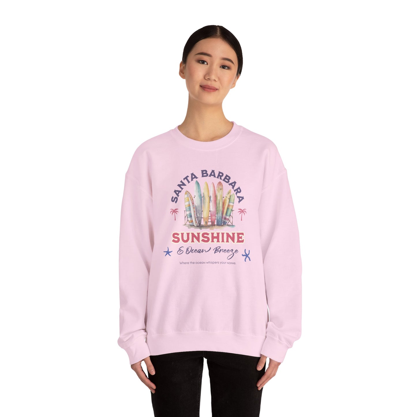 Sunshine Ocean Breeze Santa Barbara Unisex Crewneck Sweatshirt Pullover, Beach Vibes