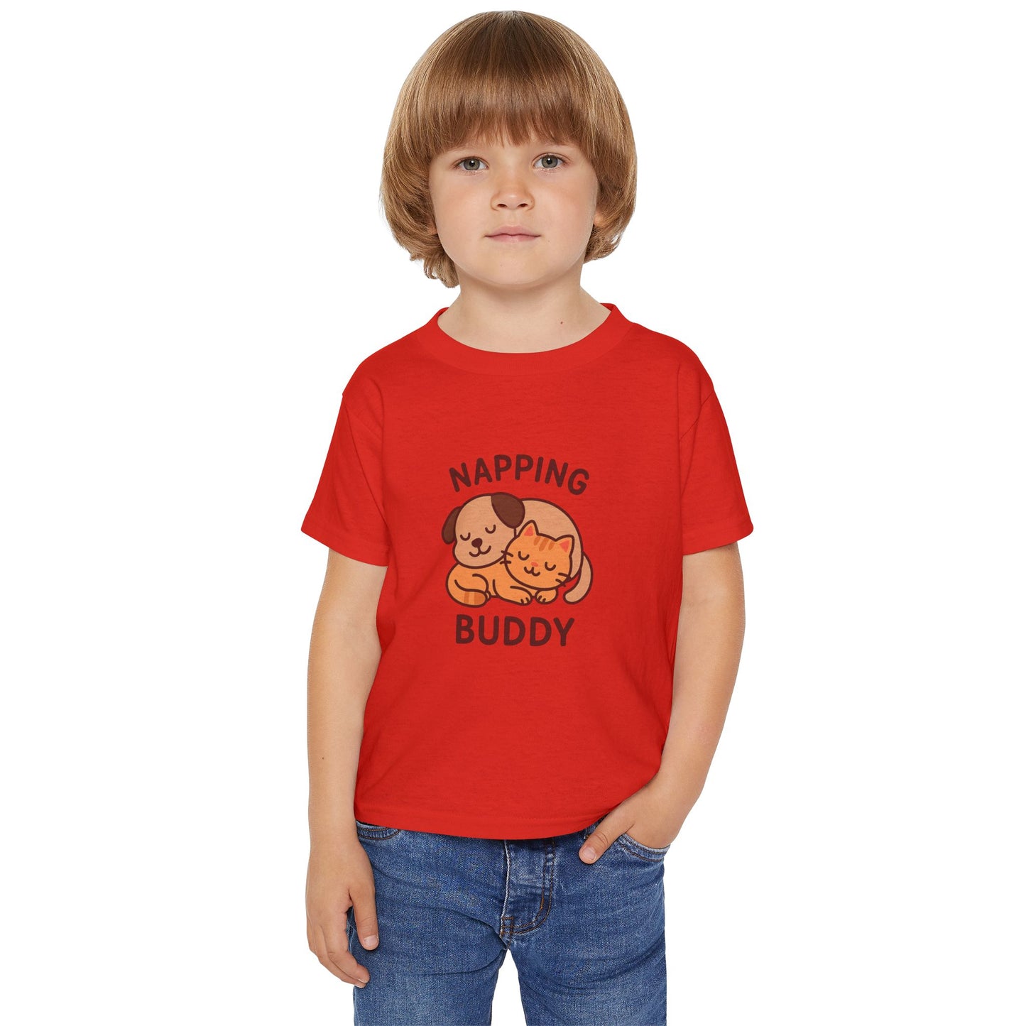Napping Buddy Toddler T-shirt, Cute Kids Tee, Puppy and Kitten Design