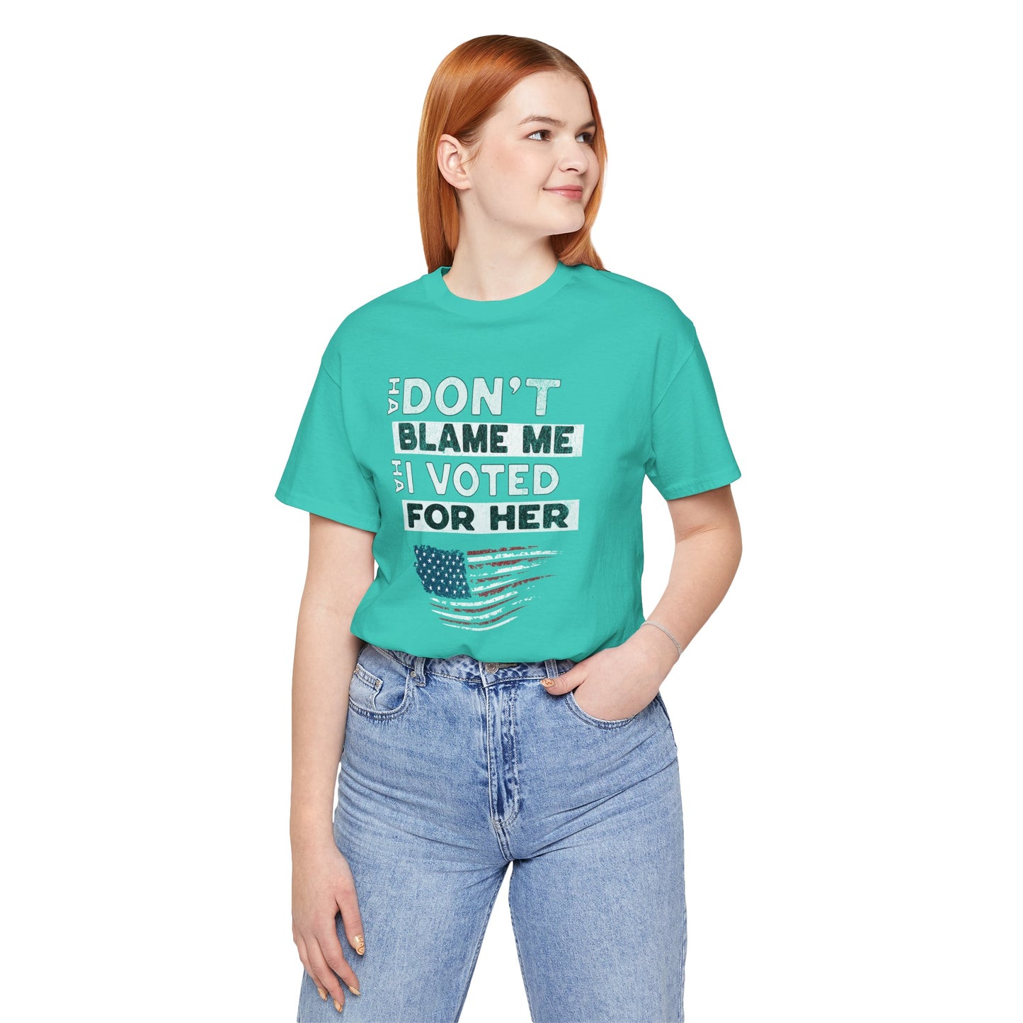 Don't Blame Me I Voted for Her Cotton Unisex Jersey T-Shirt, Political Humor, Election Day Tee, Women's Empowerment, Gift for Activists
