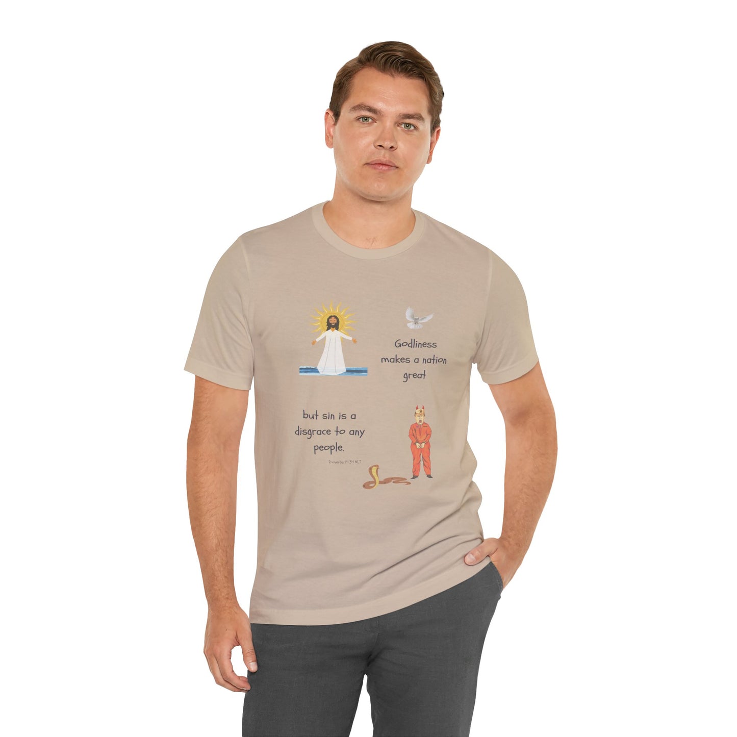 Godliness Makes a Nation Cotton Jersey Unisex T-Shirt Great Christian Gift Political Humor