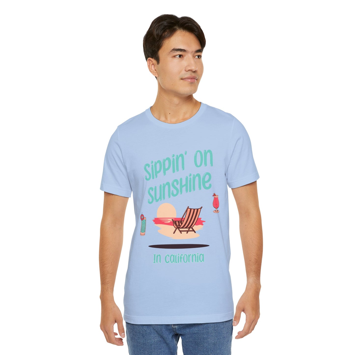 Sippon on Sunshine Cotton Unisex Jersey T-Shirt, Summer Beach Vibes Graphic T-Shirt